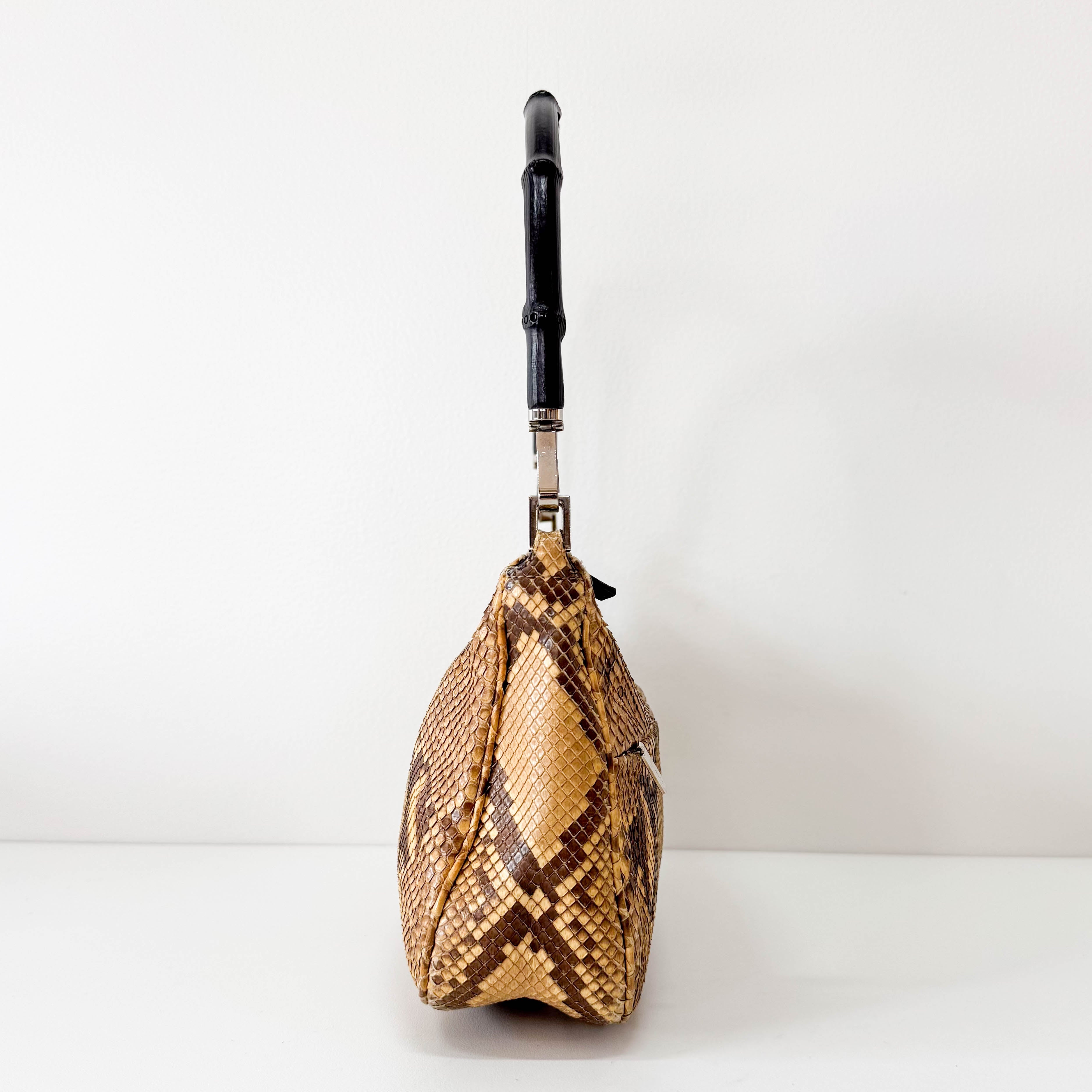 Bamboo Brown Leather Hobo Shoulder Bag