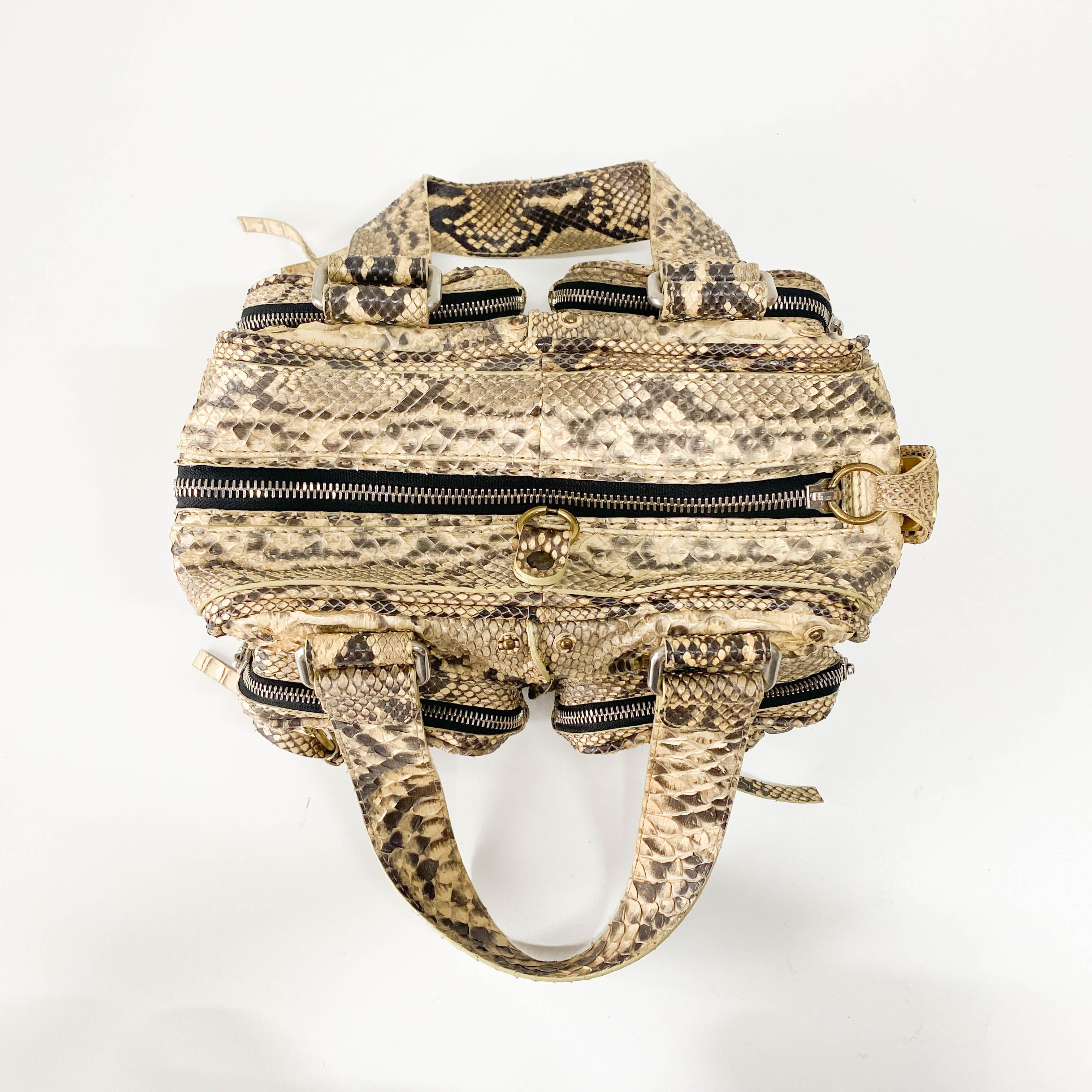 Yellow Python Embossed Leather Shoulder Bag