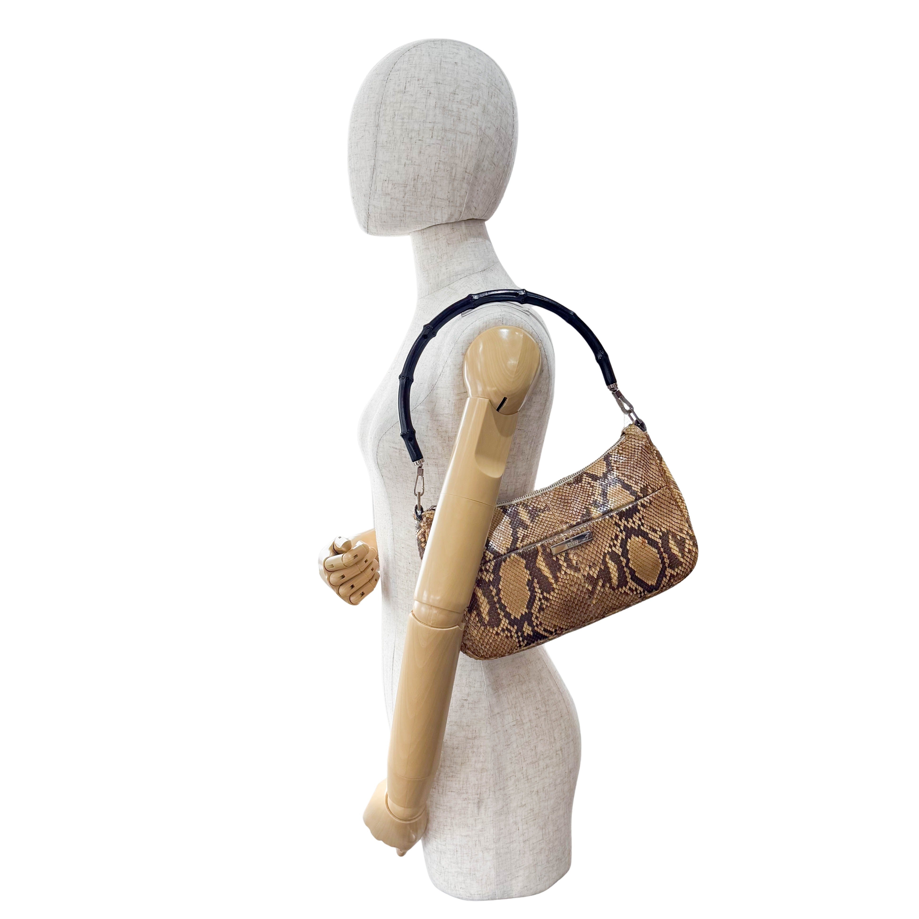 Bamboo Brown Leather Hobo Shoulder Bag