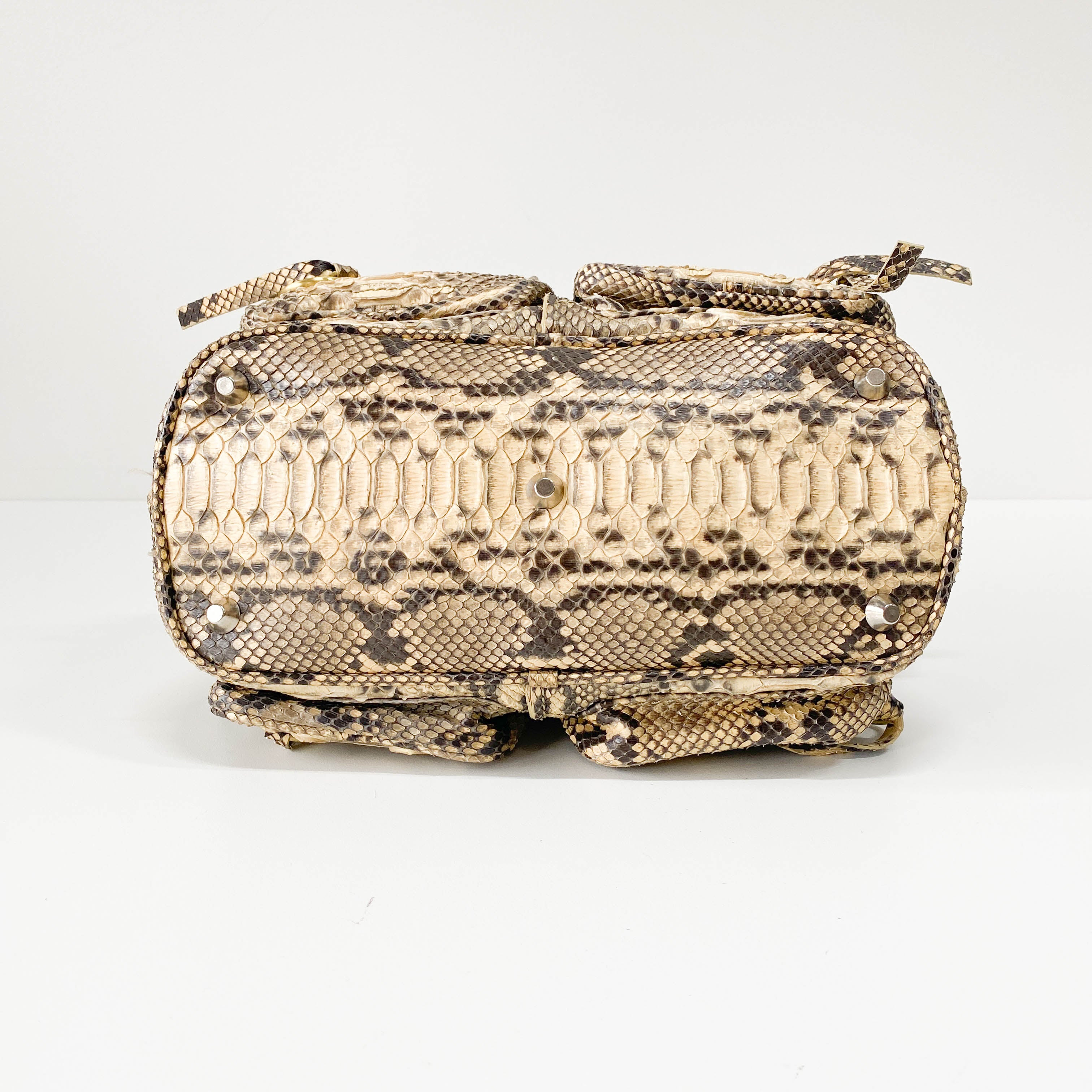 Yellow Python Embossed Leather Shoulder Bag