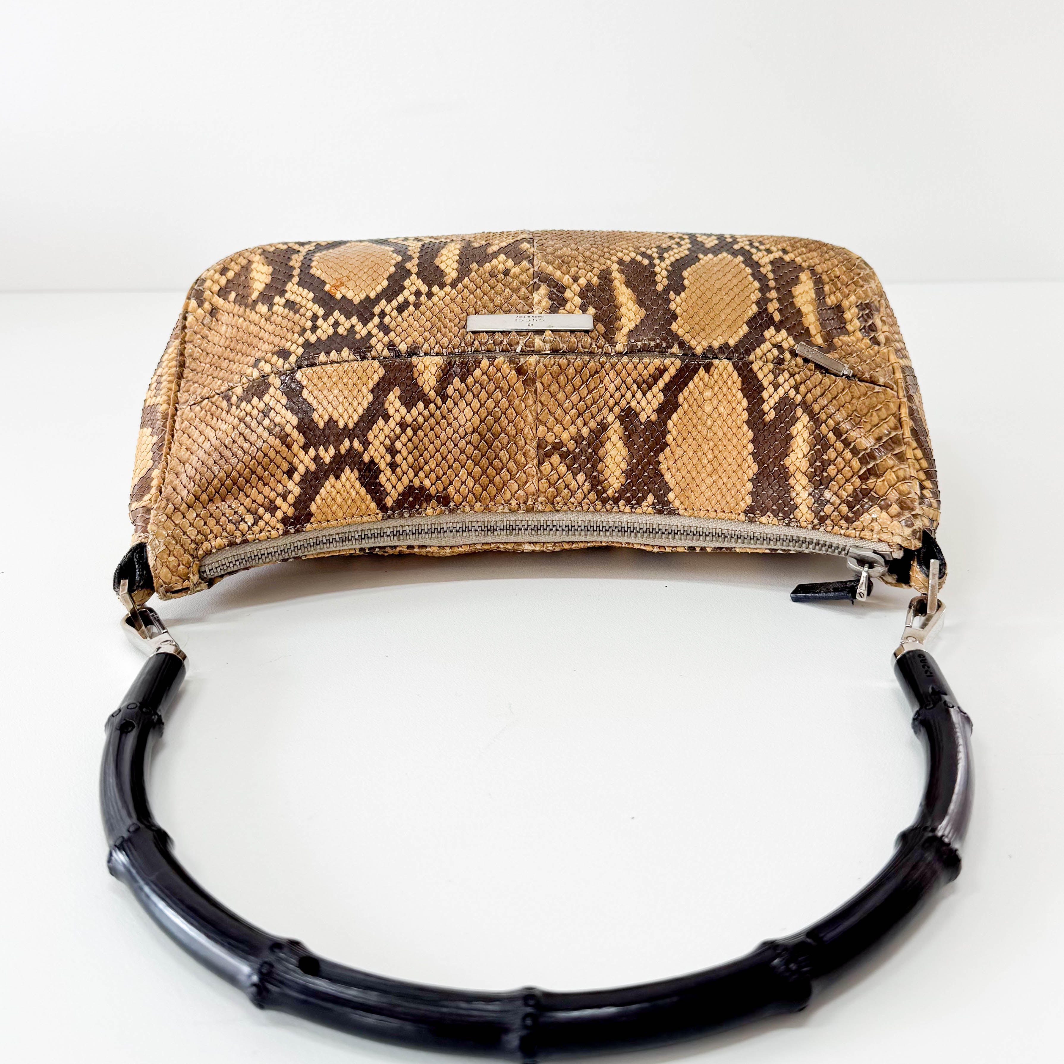 Bamboo Brown Leather Hobo Shoulder Bag