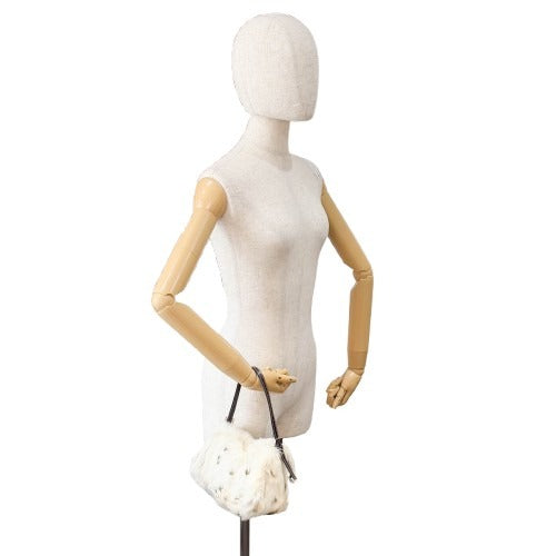 Mini Mamma Baguette White Fur Shoulder Bag