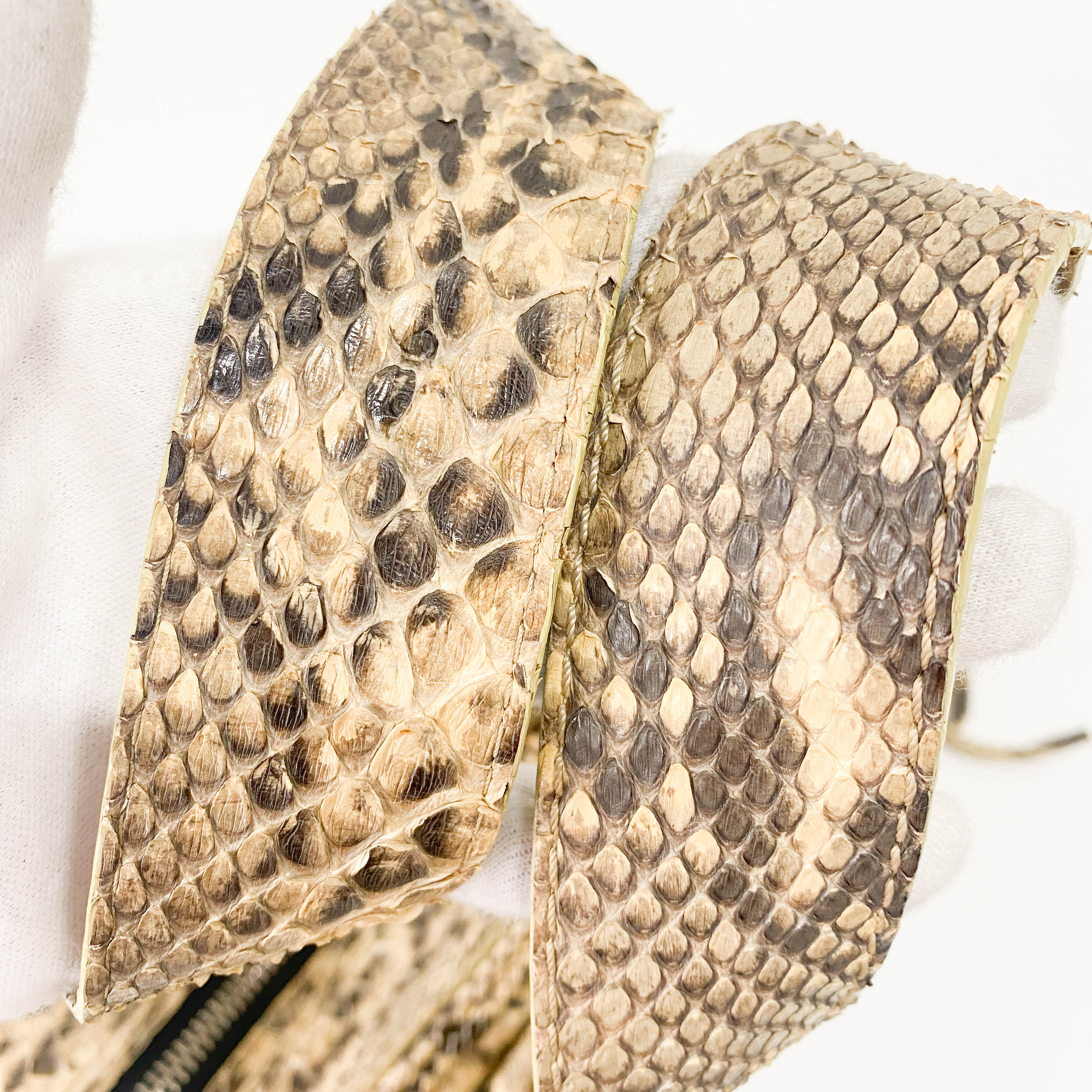 Yellow Python Embossed Leather Shoulder Bag