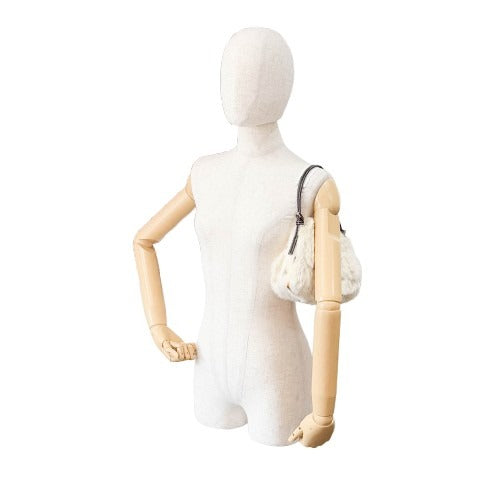 Mini Mamma Baguette White Fur Shoulder Bag