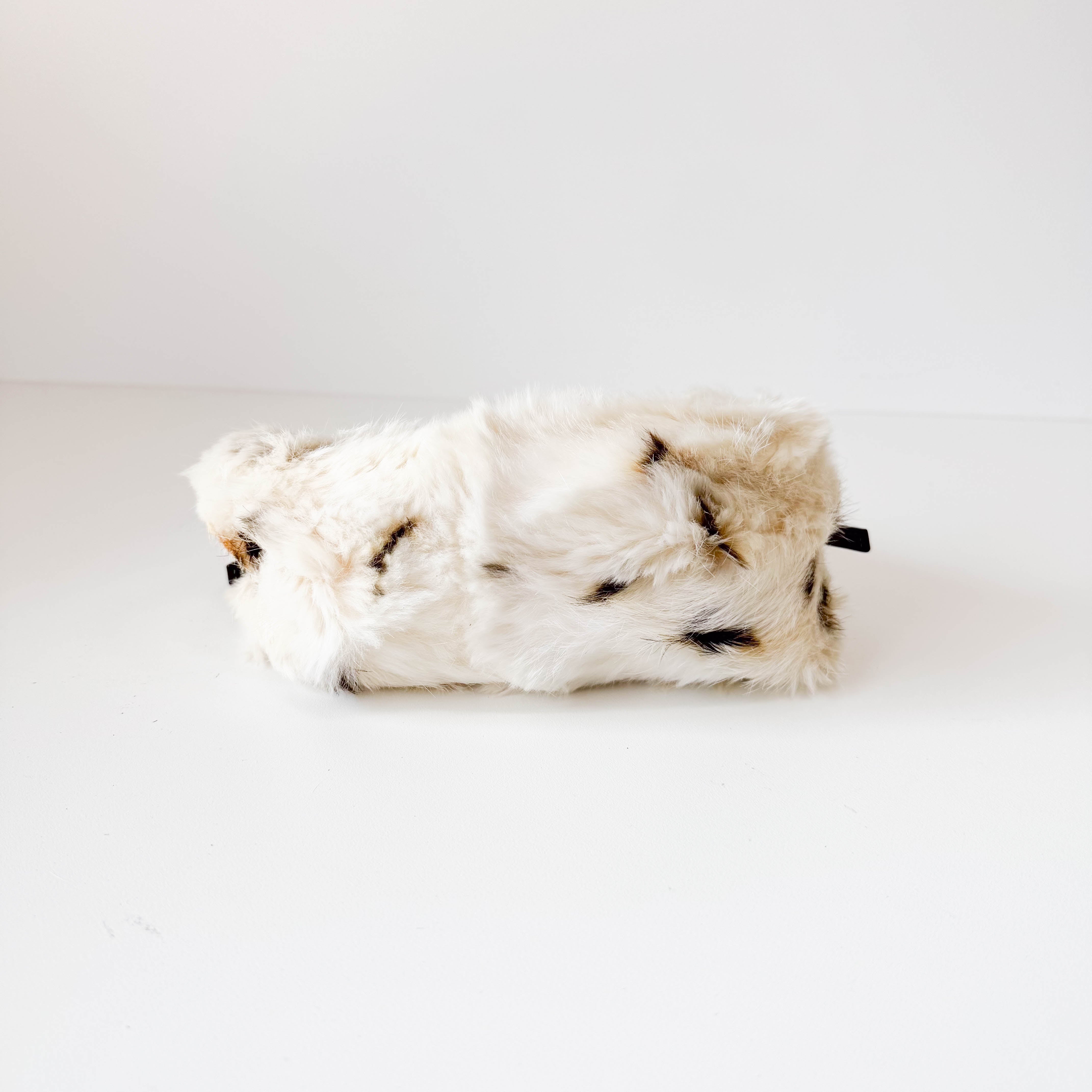Mini Mamma Baguette White Fur Shoulder Bag