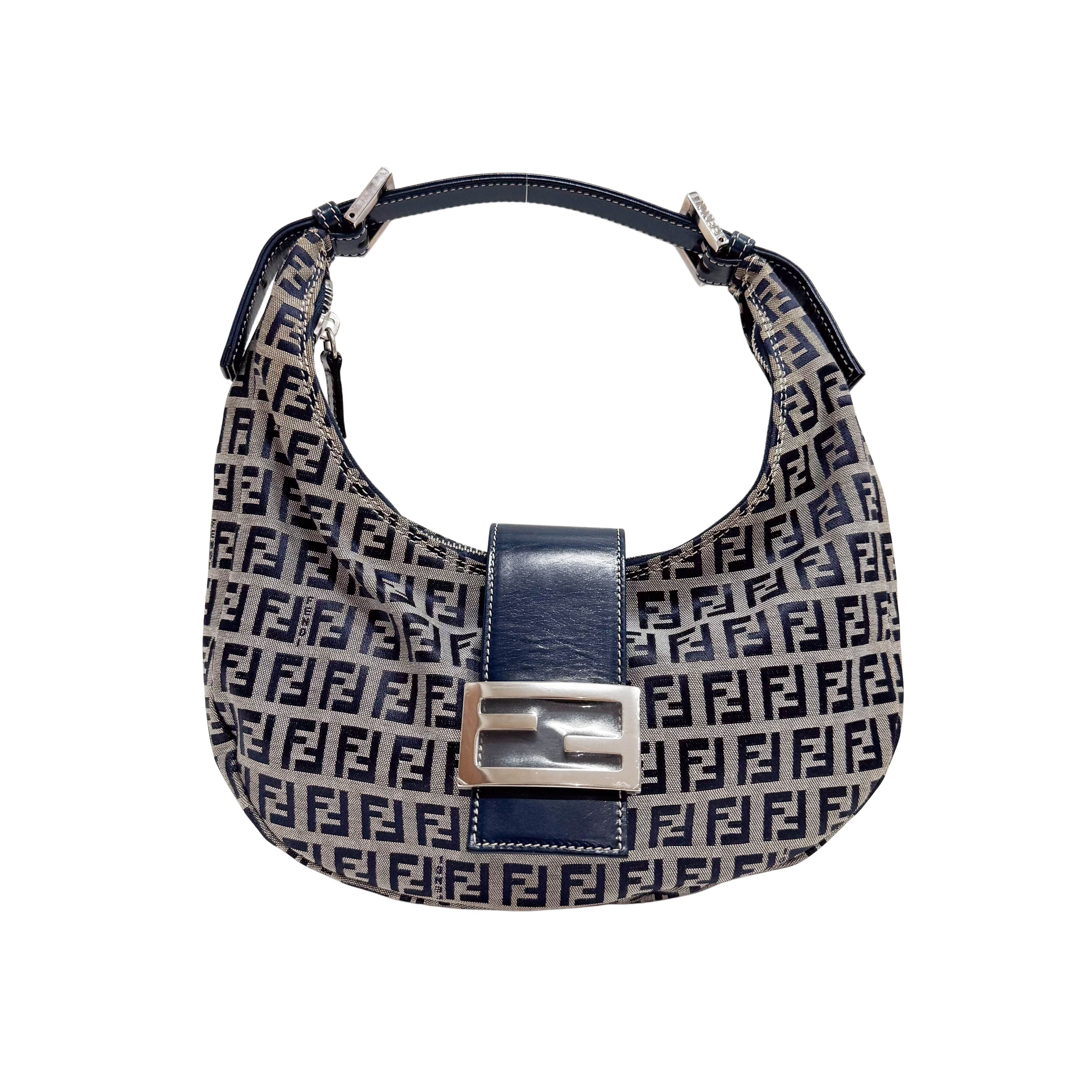 Zucchino Croissant Grey Canvas Shoulder Bag