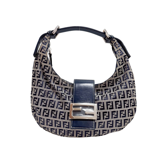 Zucchino Croissant Grey Canvas Shoulder Bag