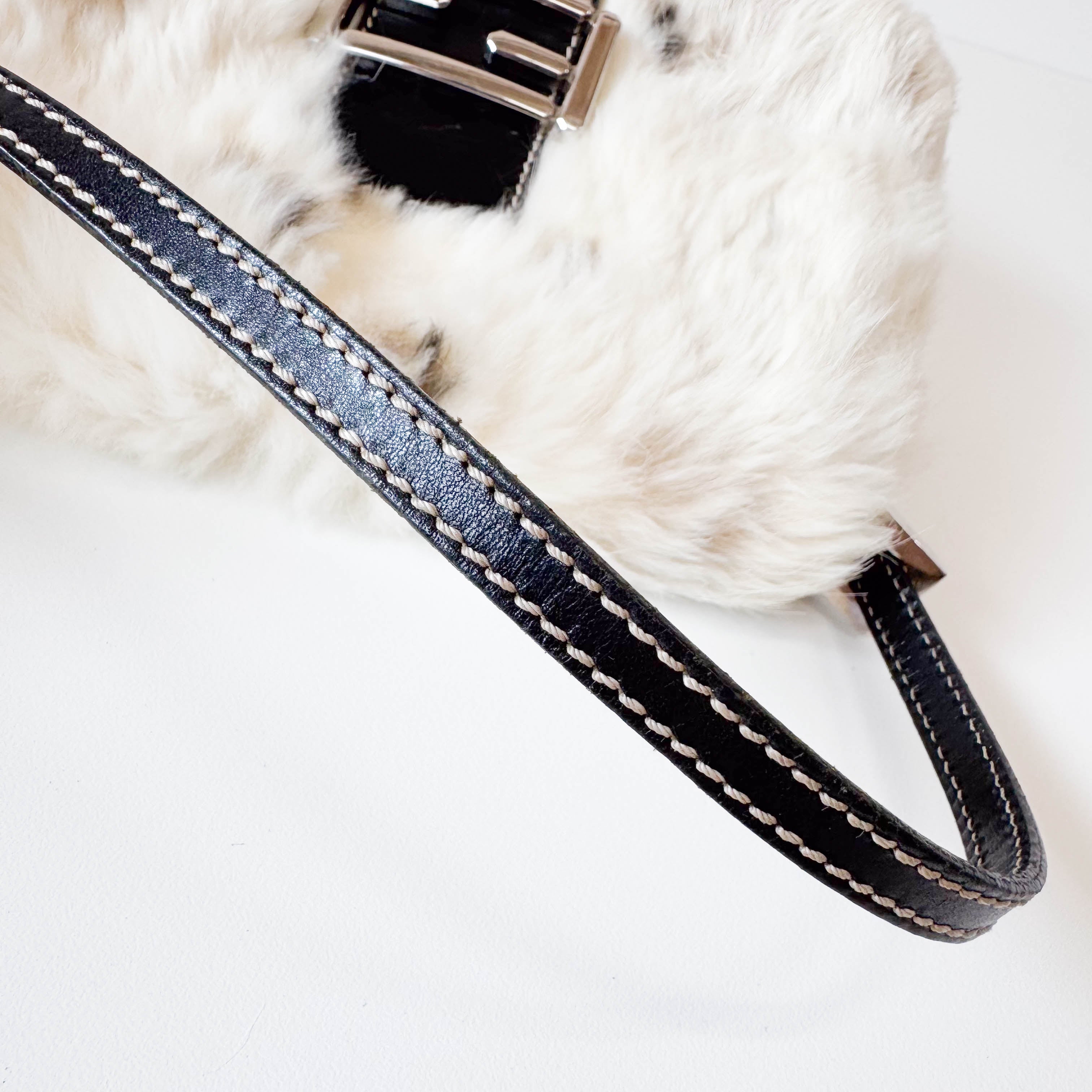 Mini Mamma Baguette White Fur Shoulder Bag