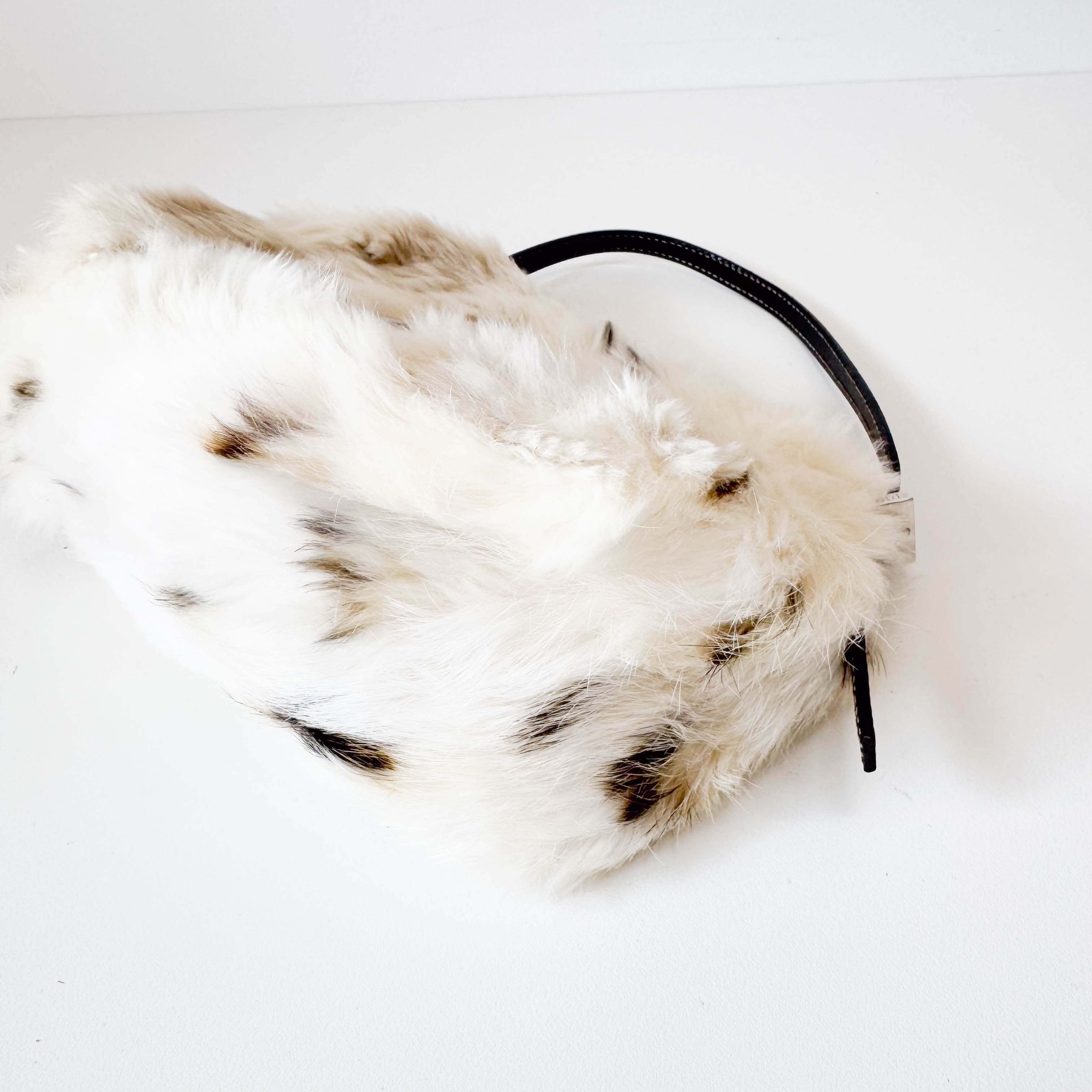 Mini Mamma Baguette White Fur Shoulder Bag