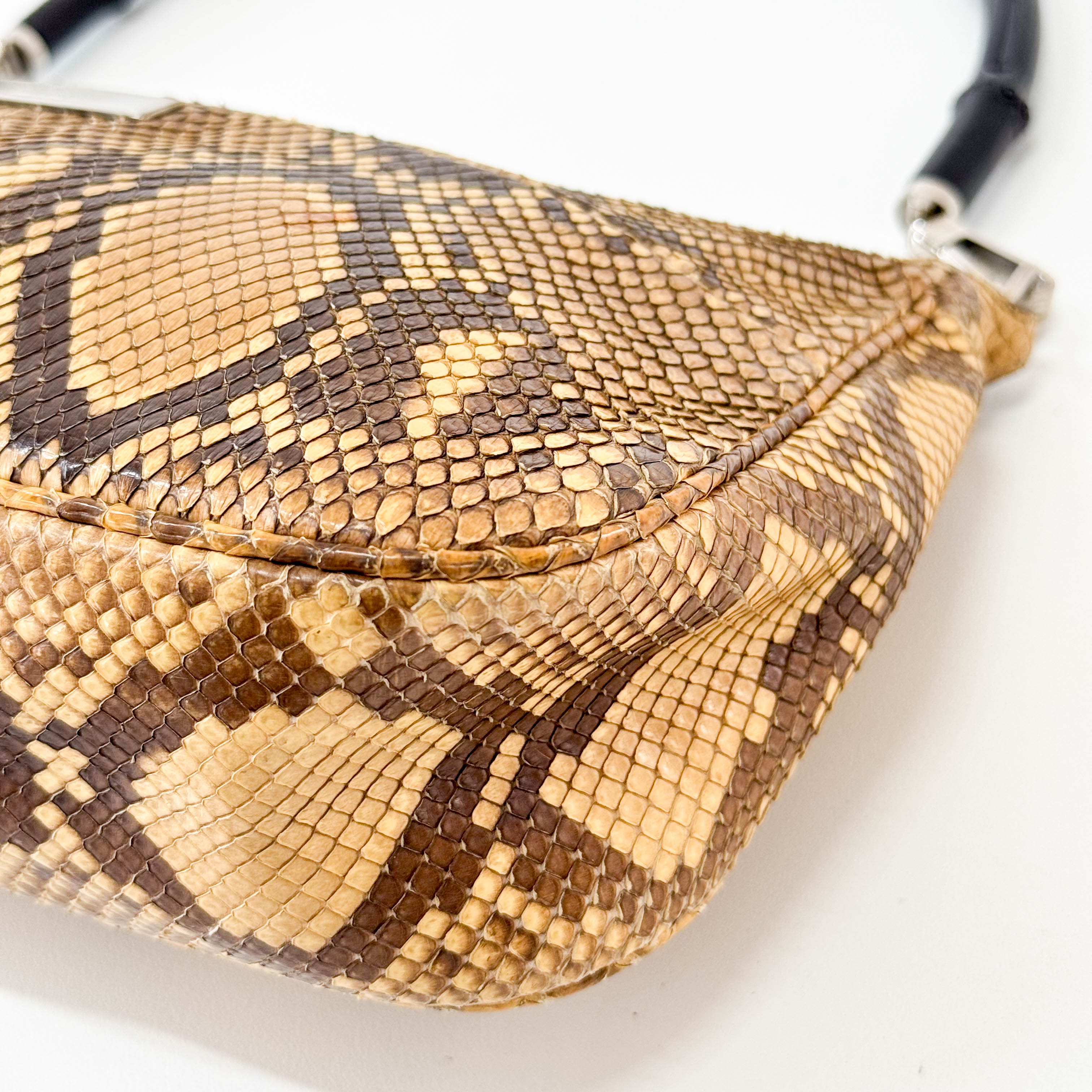 Bamboo Brown Leather Hobo Shoulder Bag