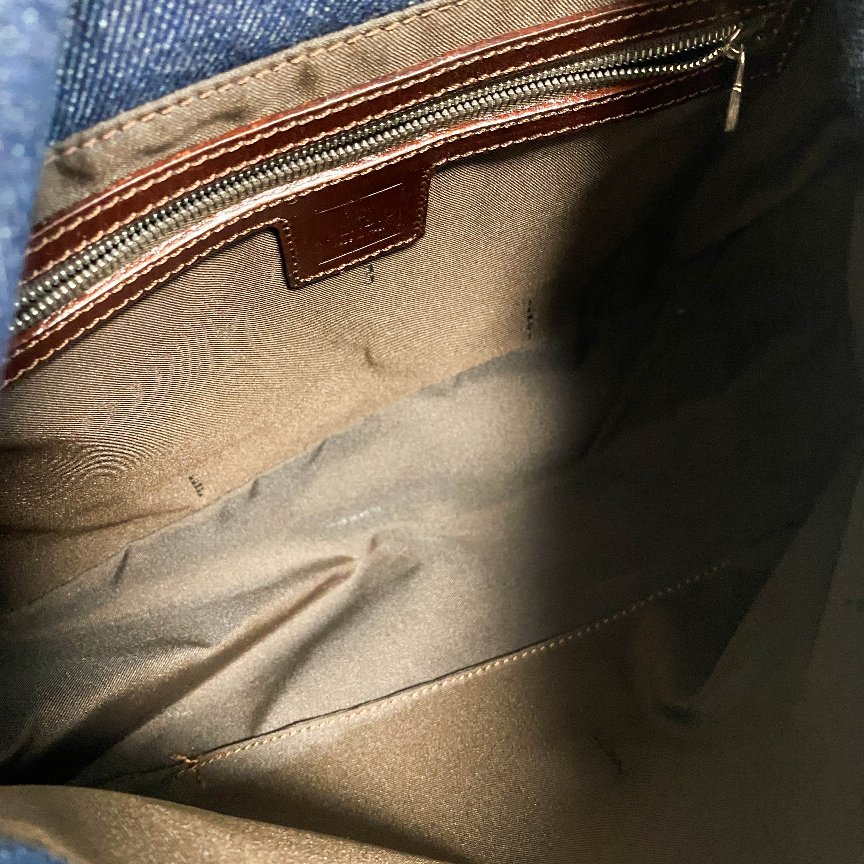 Fendi Mamma Baguette Shoulder Bag Blue Denim