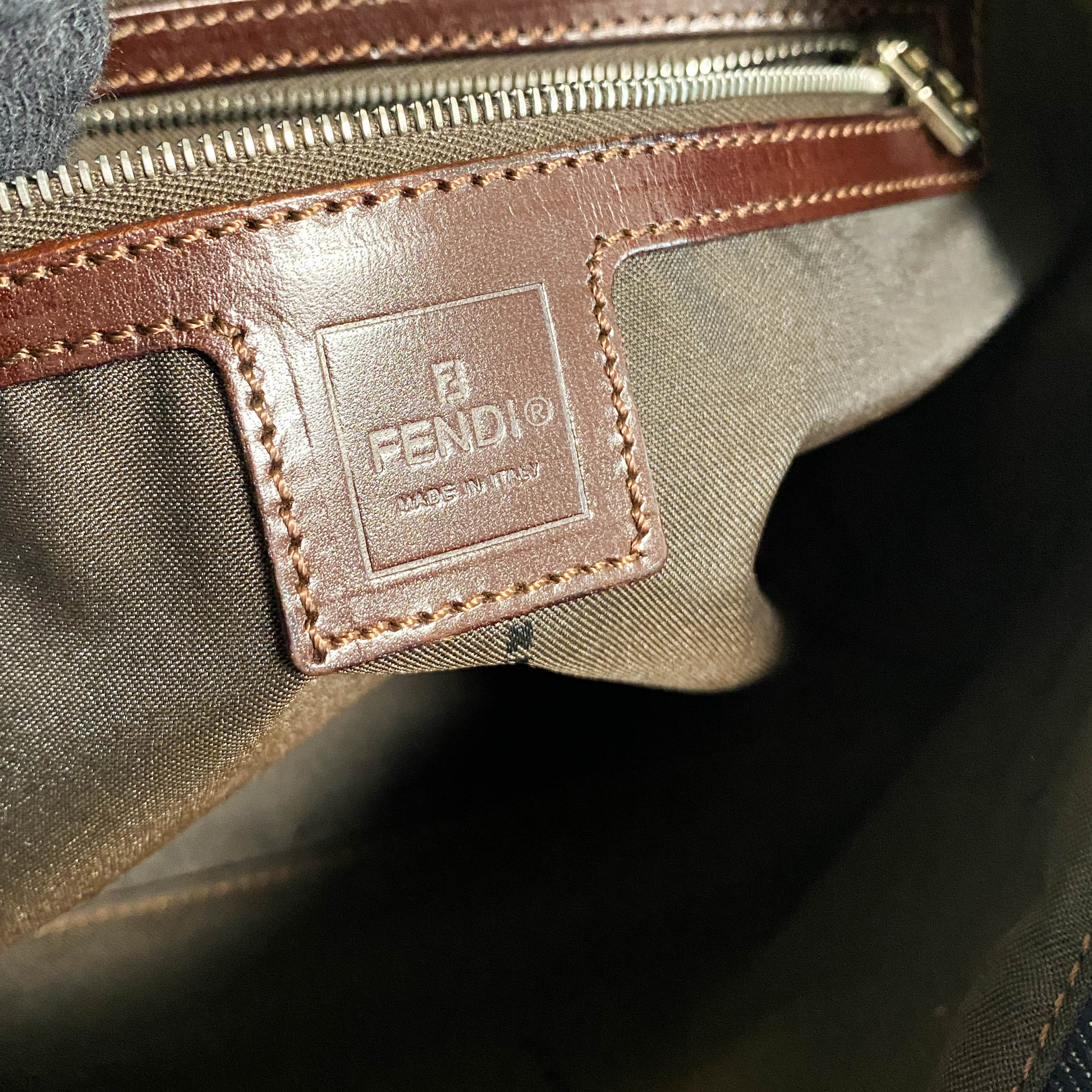 Fendi Mamma Baguette Shoulder Bag Blue Denim