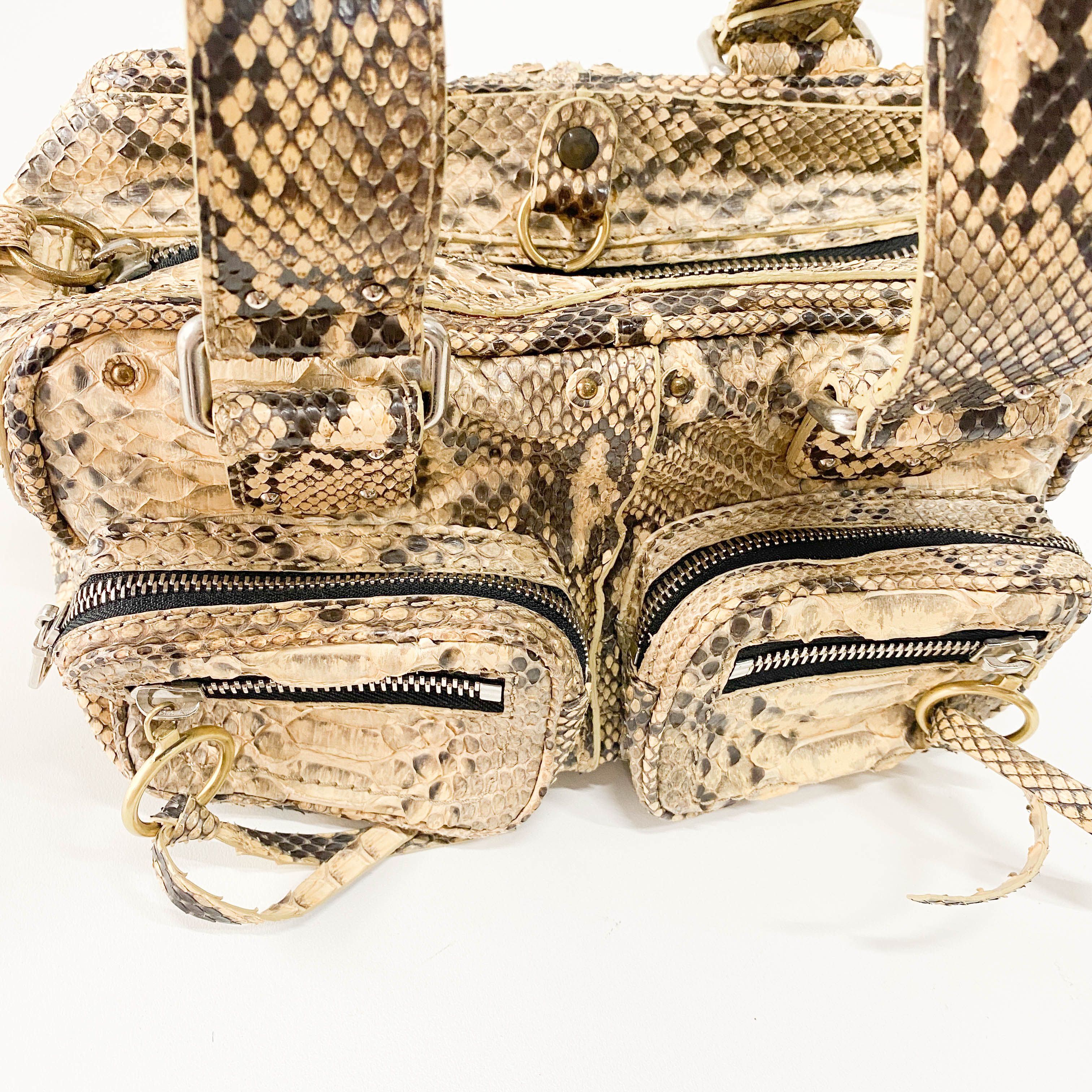 Yellow Python Embossed Leather Shoulder Bag