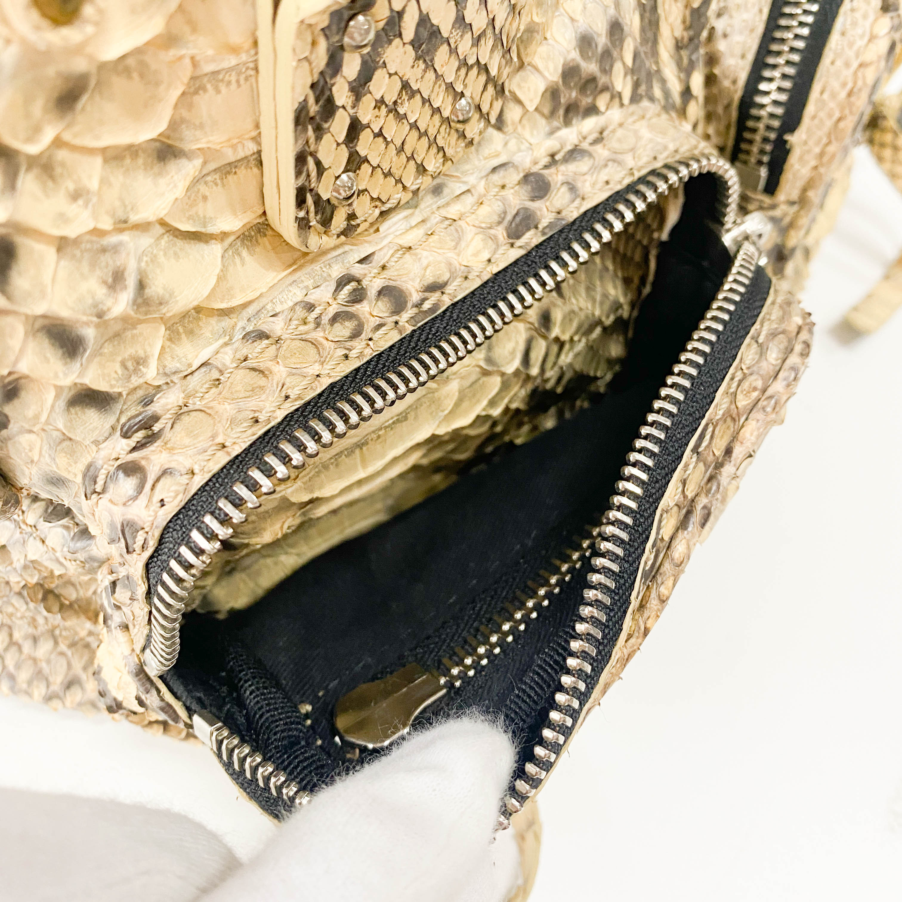 Yellow Python Embossed Leather Shoulder Bag