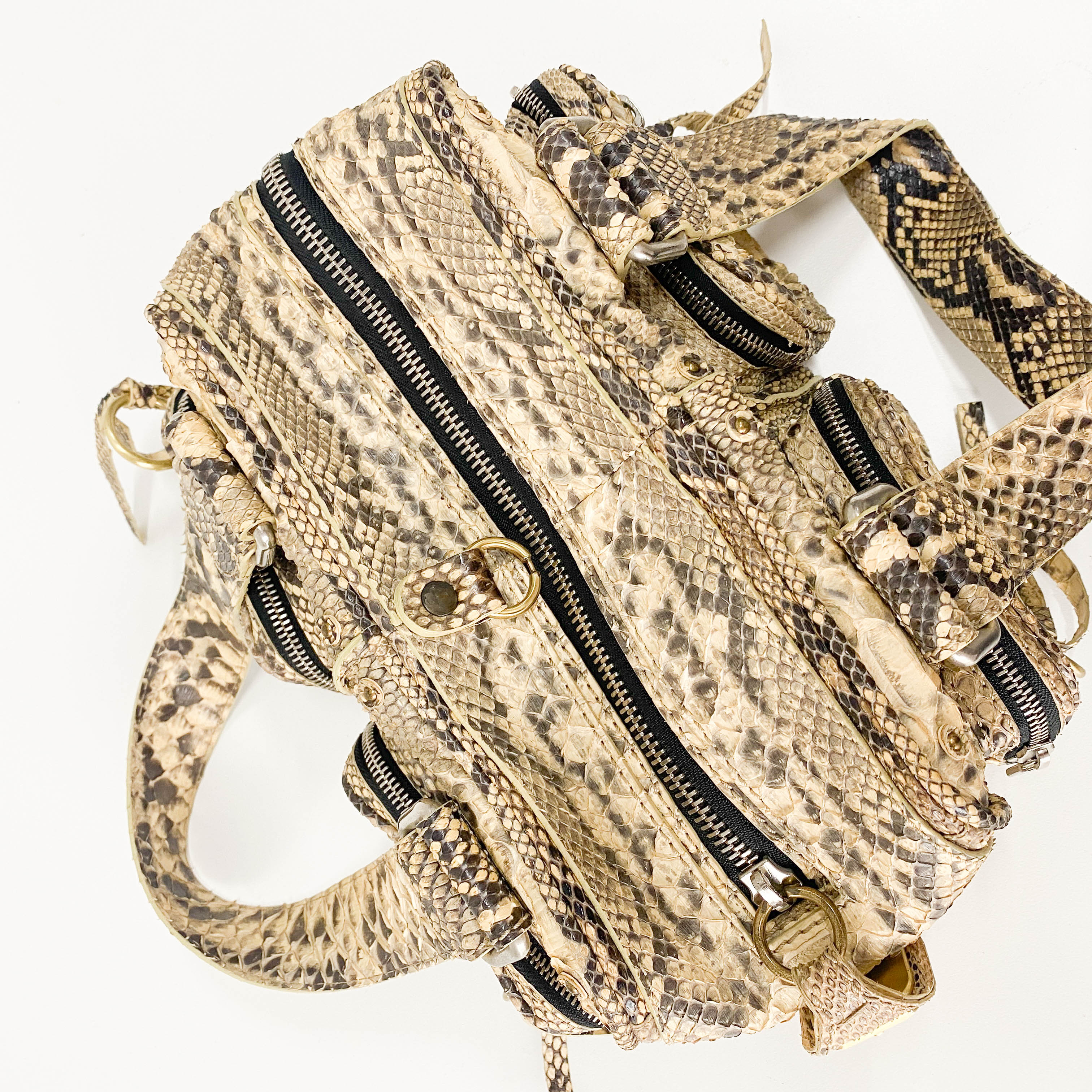 Yellow Python Embossed Leather Shoulder Bag
