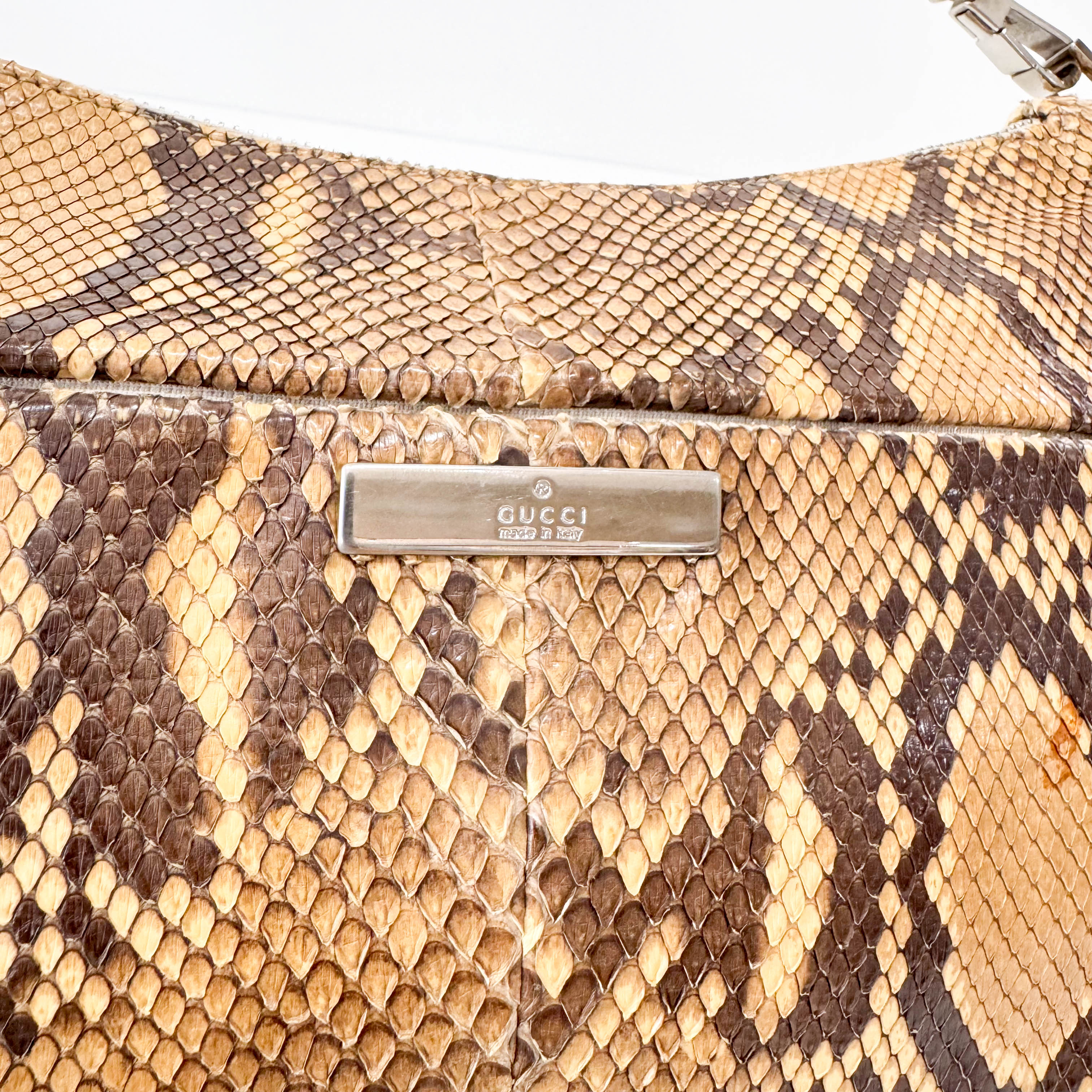 Bamboo Brown Leather Hobo Shoulder Bag