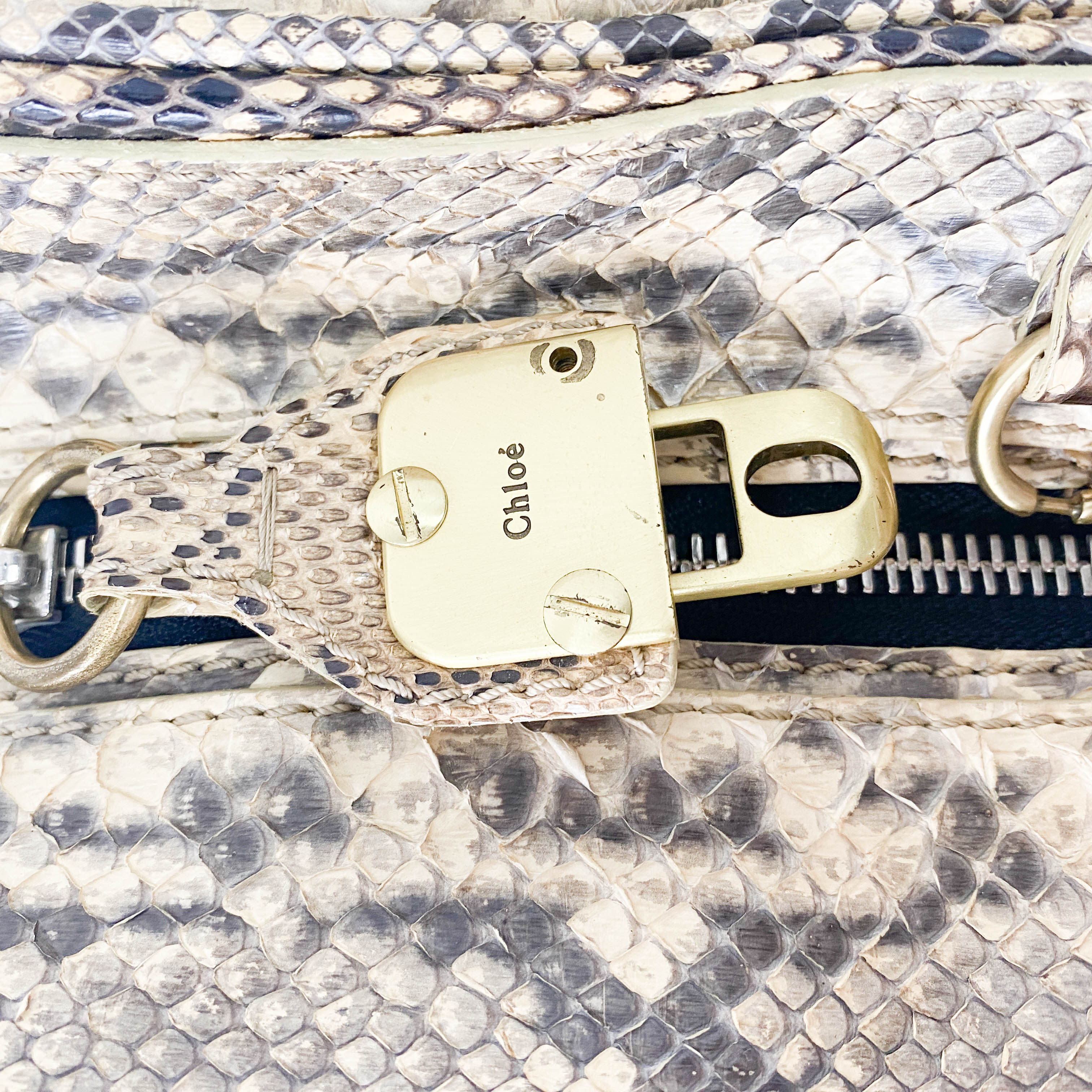 Yellow Python Embossed Leather Shoulder Bag