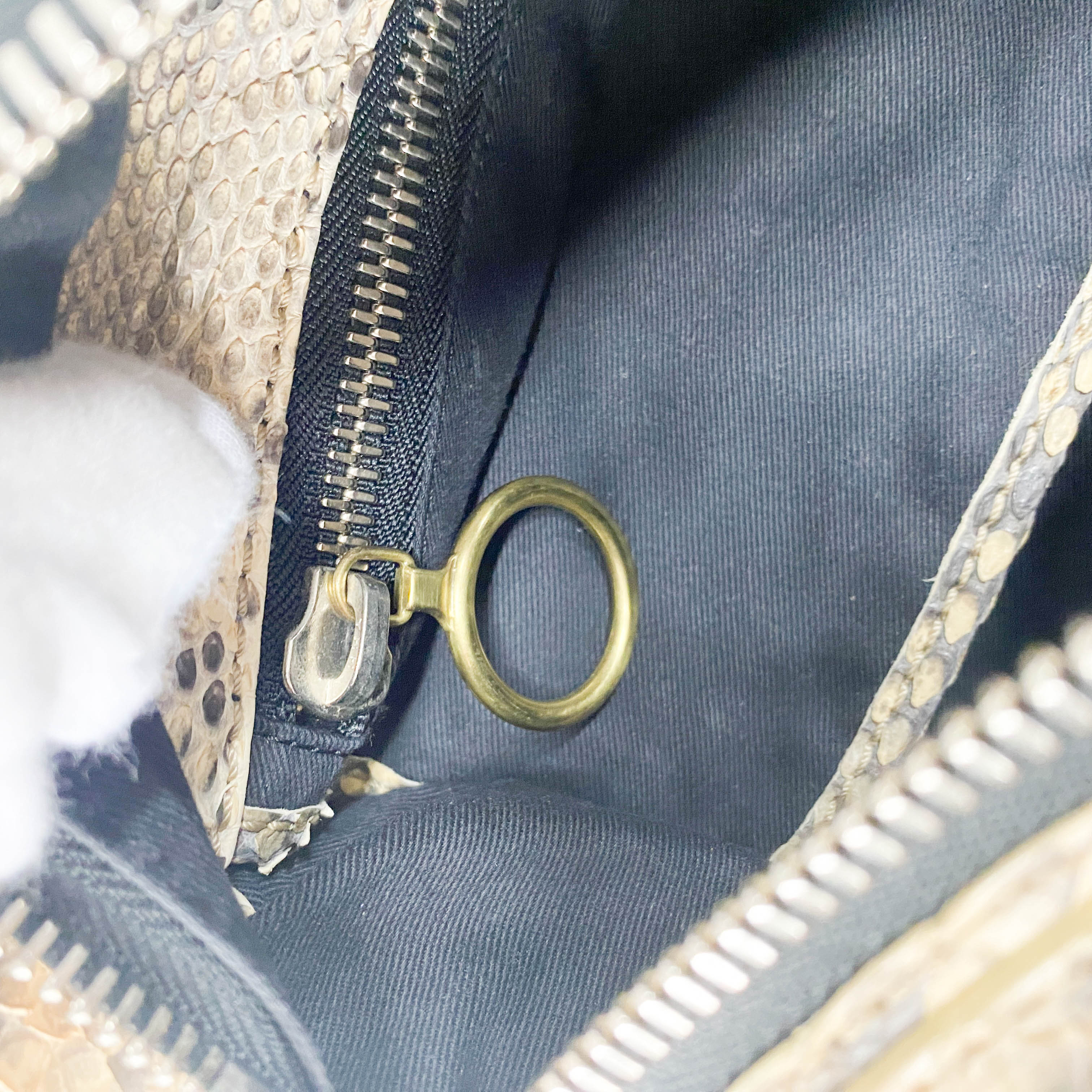 Yellow Python Embossed Leather Shoulder Bag