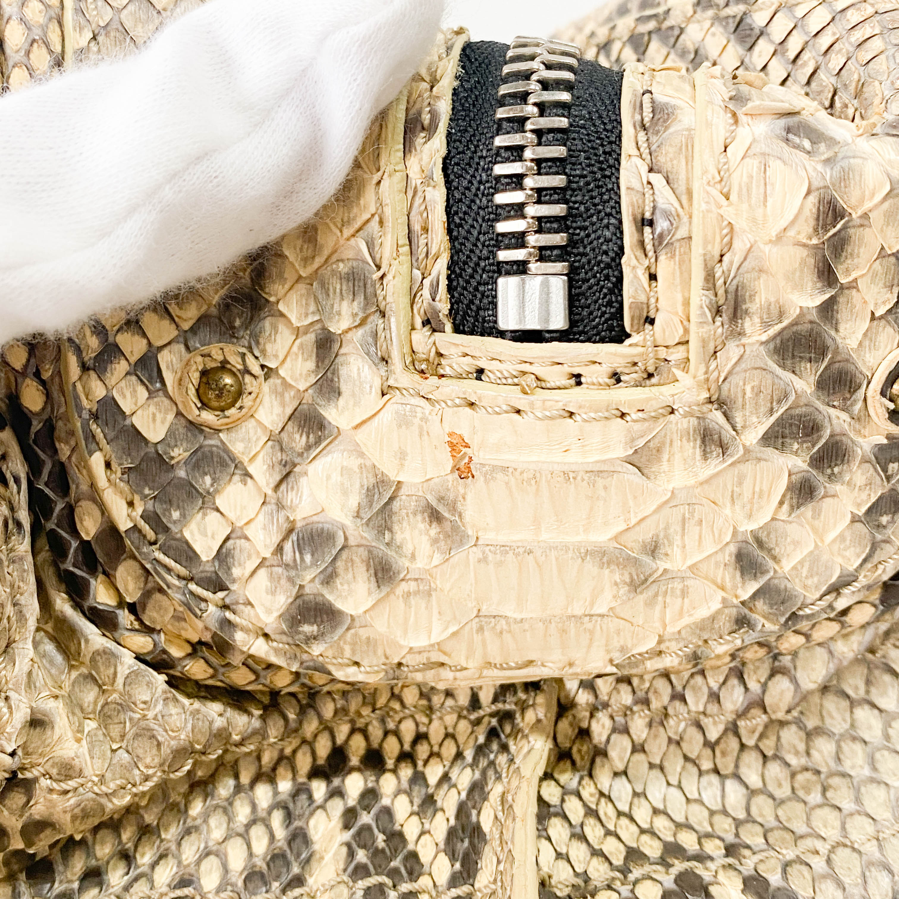 Yellow Python Embossed Leather Shoulder Bag