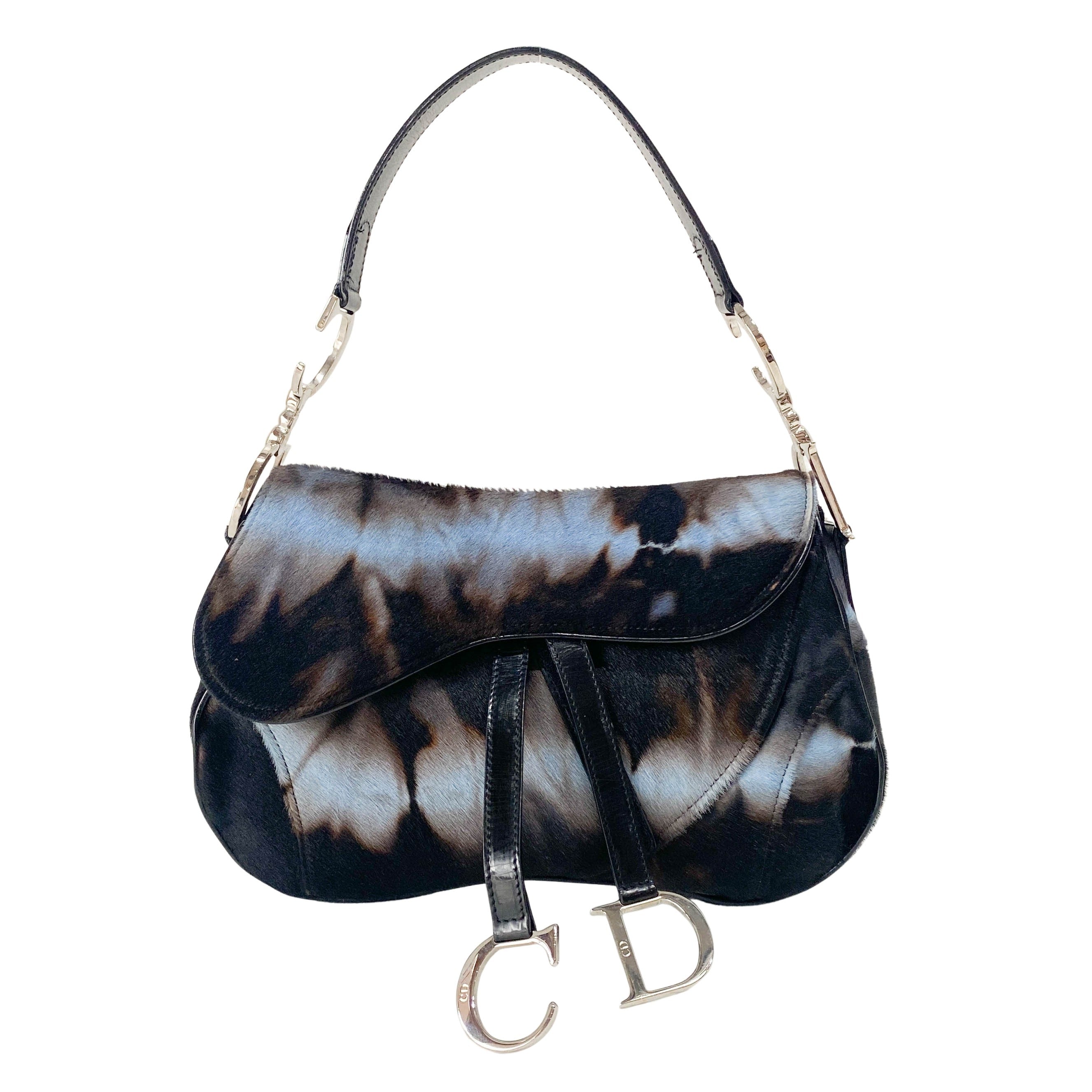 Double Saddle Multi-colour Pony Hair Shoulder Bag