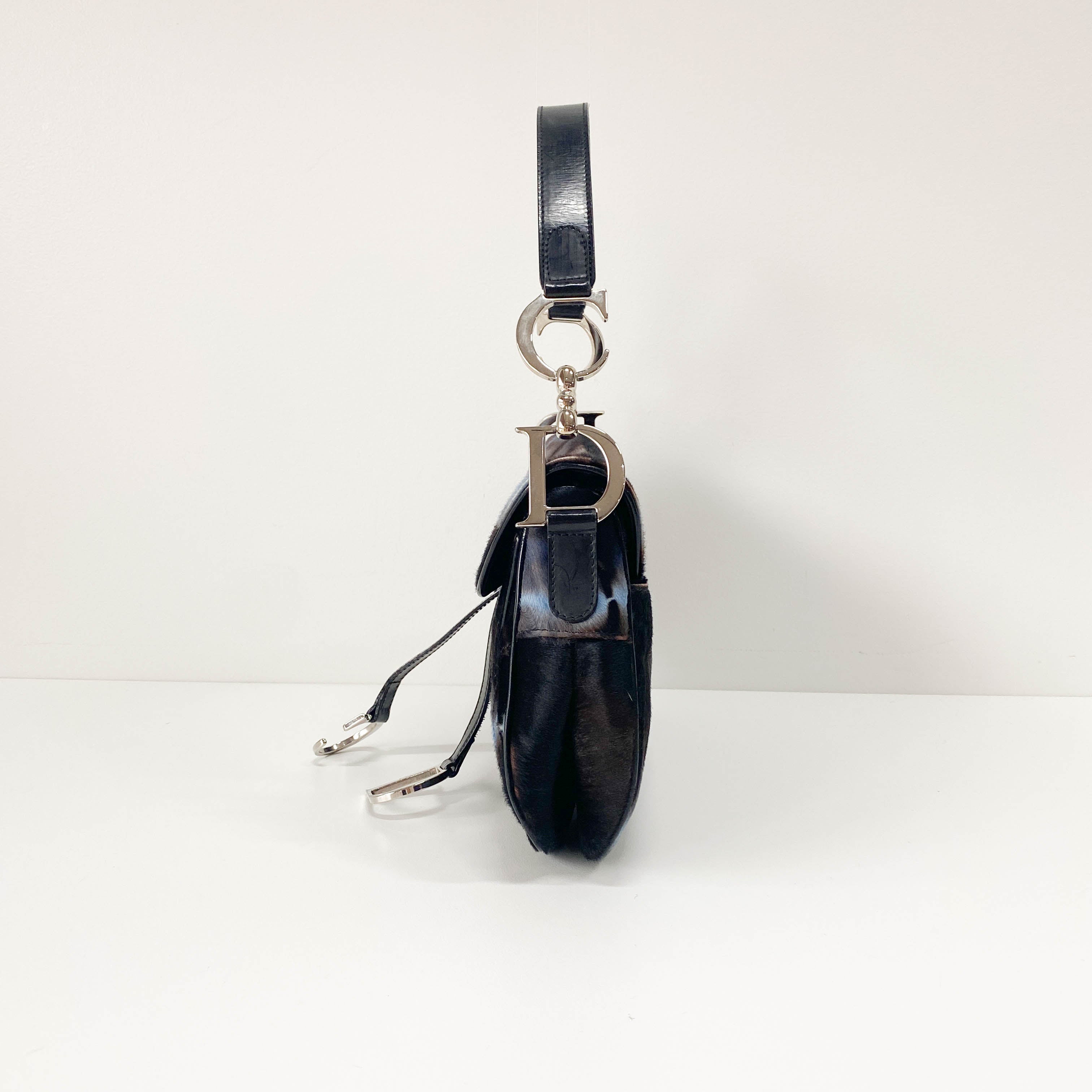 Double Saddle Multi-colour Pony Hair Shoulder Bag