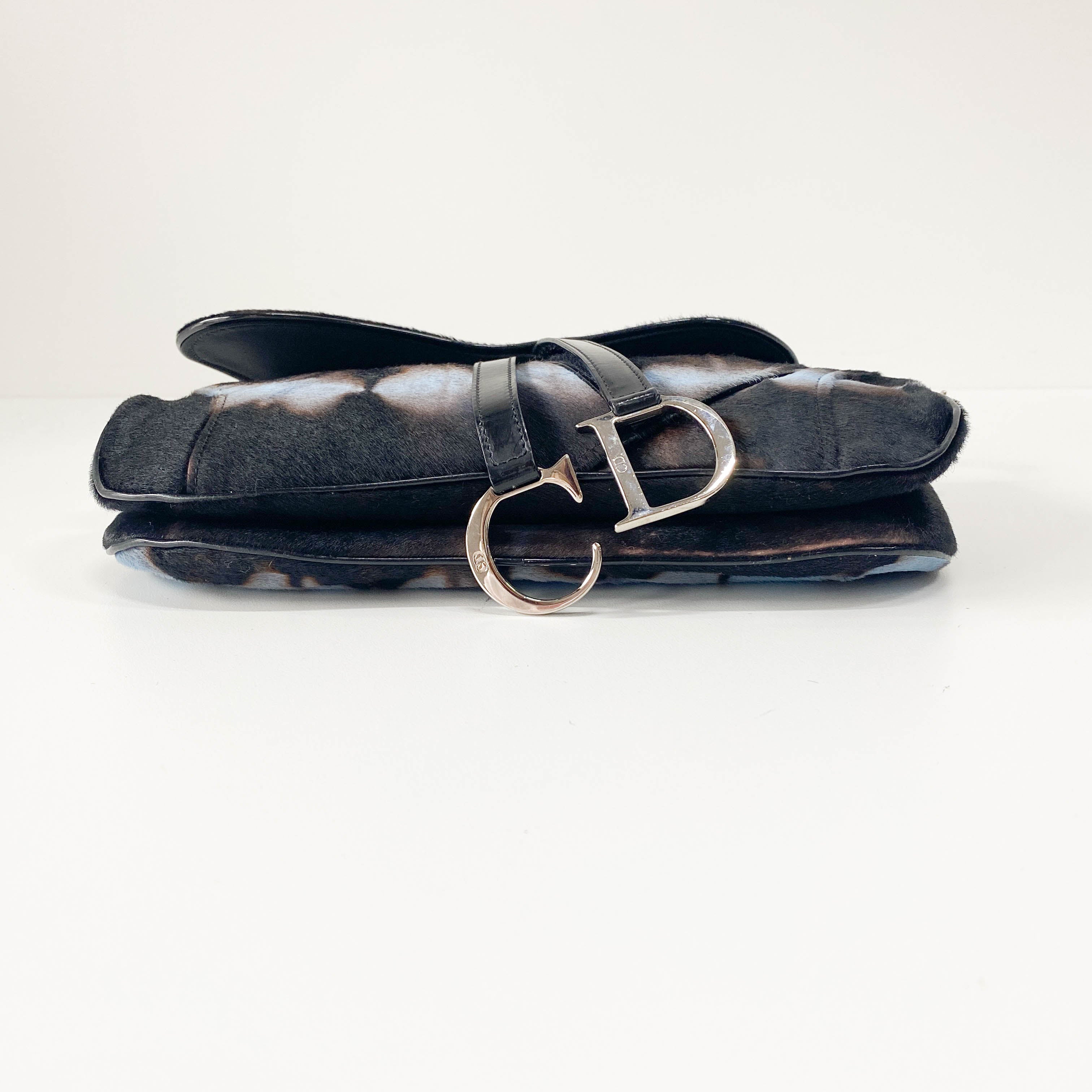 Double Saddle Multi-colour Pony Hair Shoulder Bag