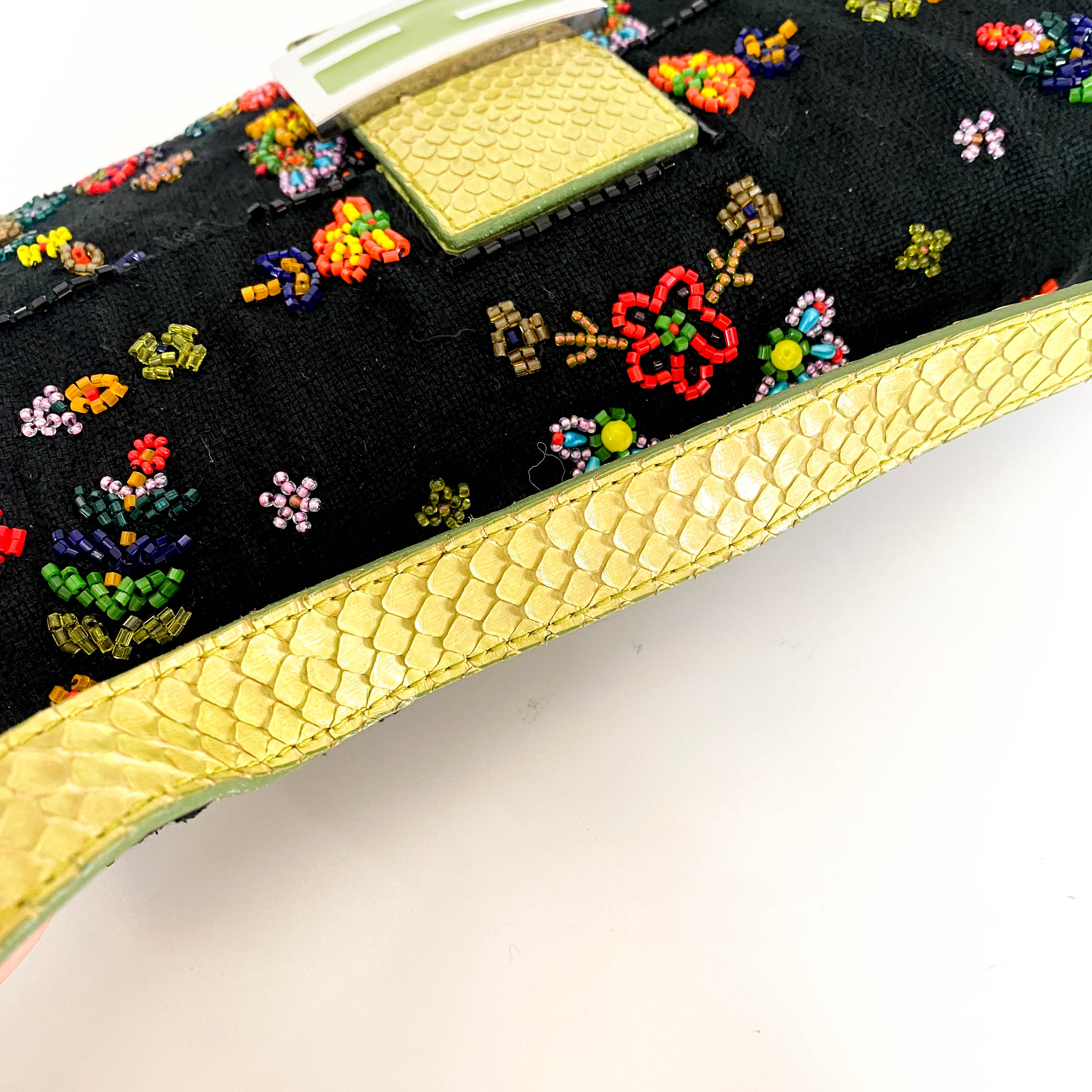 Baguette Floral Beaded Shoulder Bag