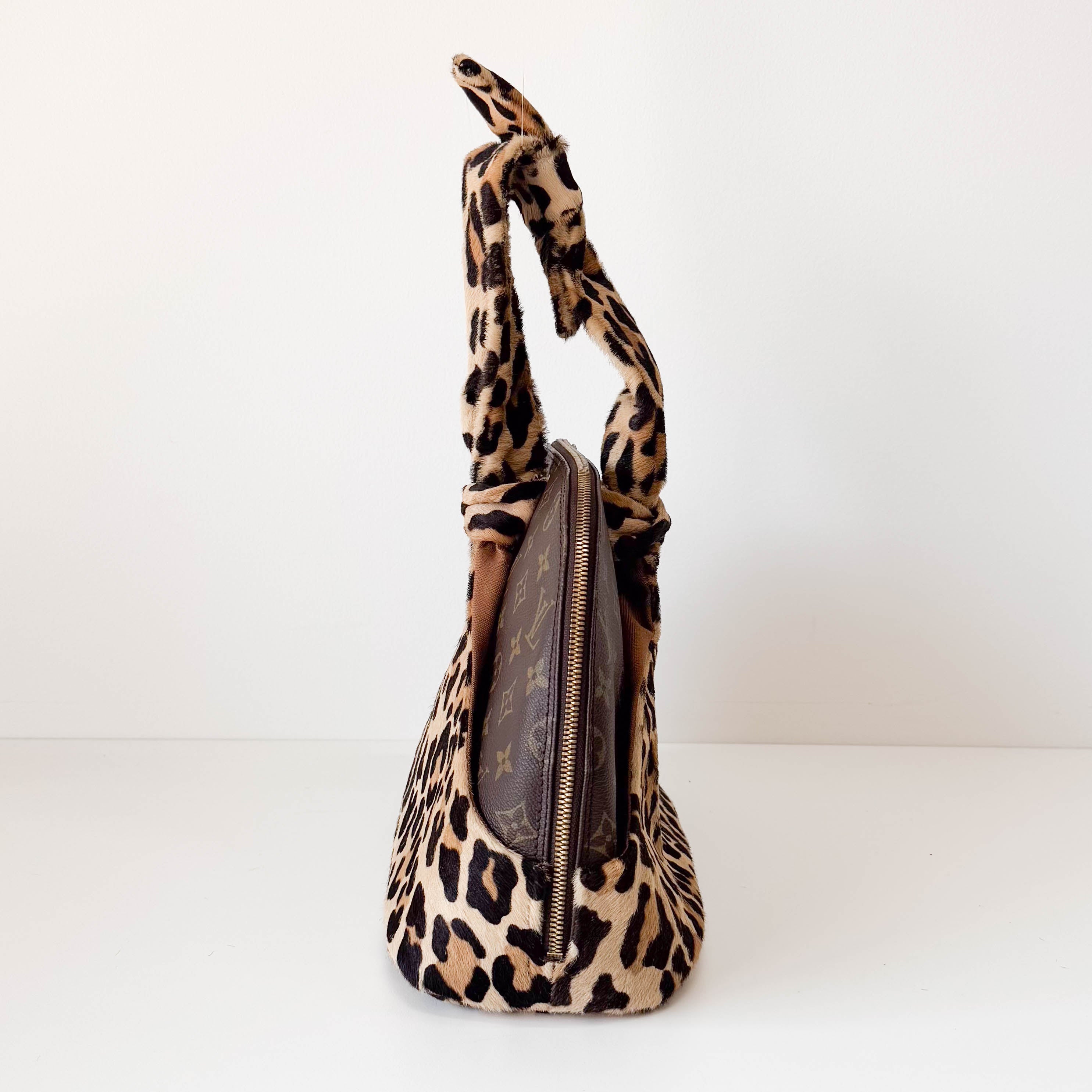 Azzedine Alaia Monogram Brown Leopard Leather Bag