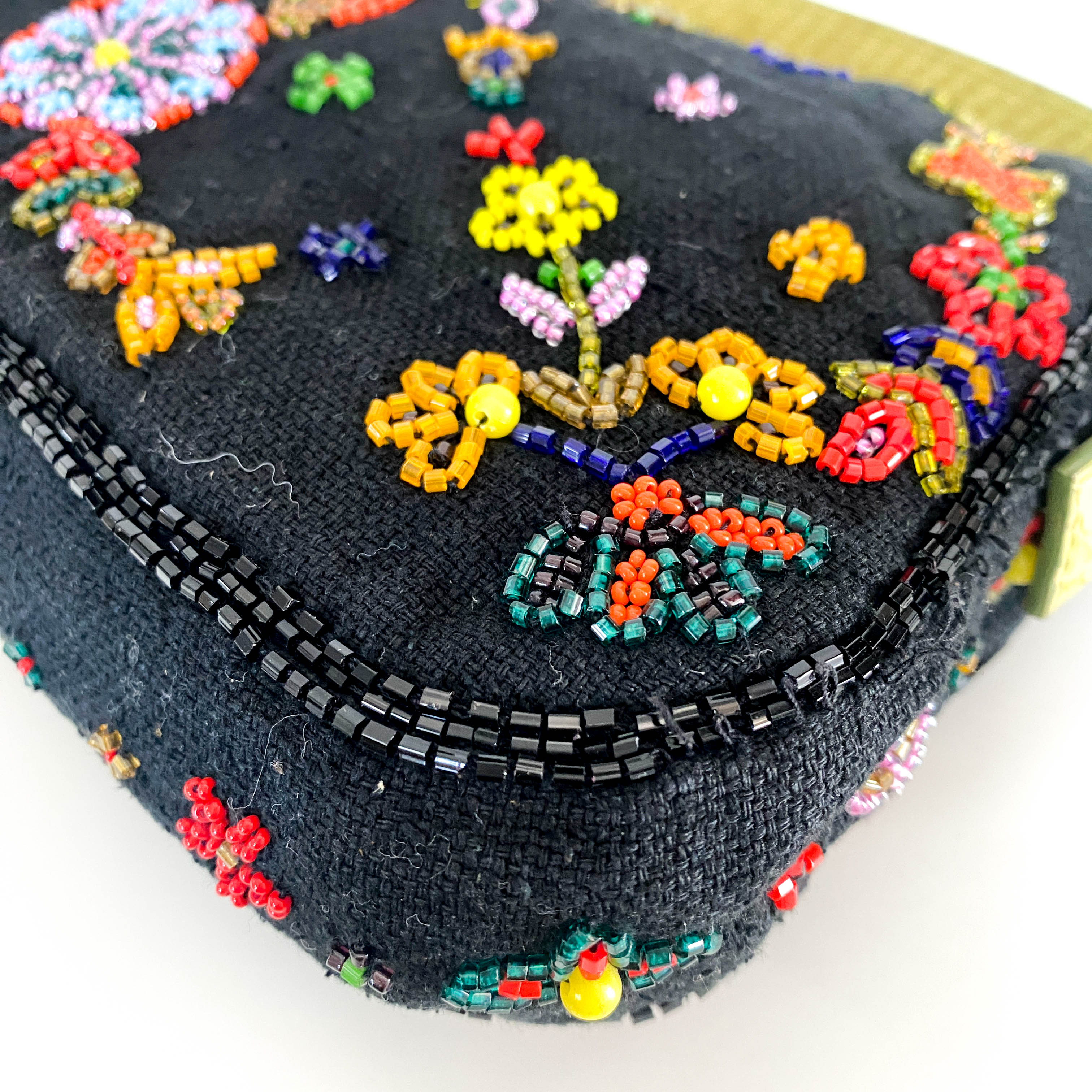 Baguette Floral Beaded Shoulder Bag