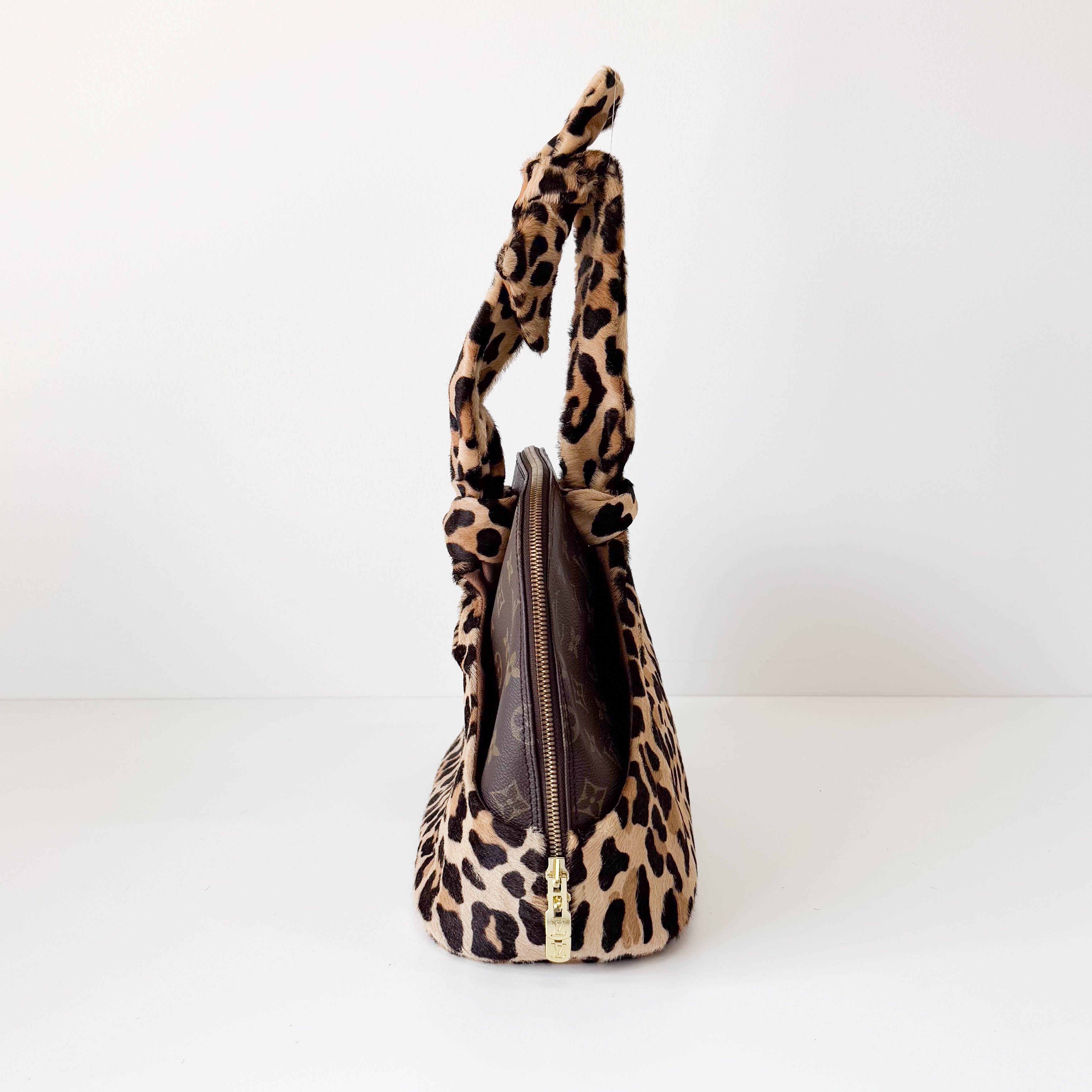 Azzedine Alaia Monogram Brown Leopard Leather Bag