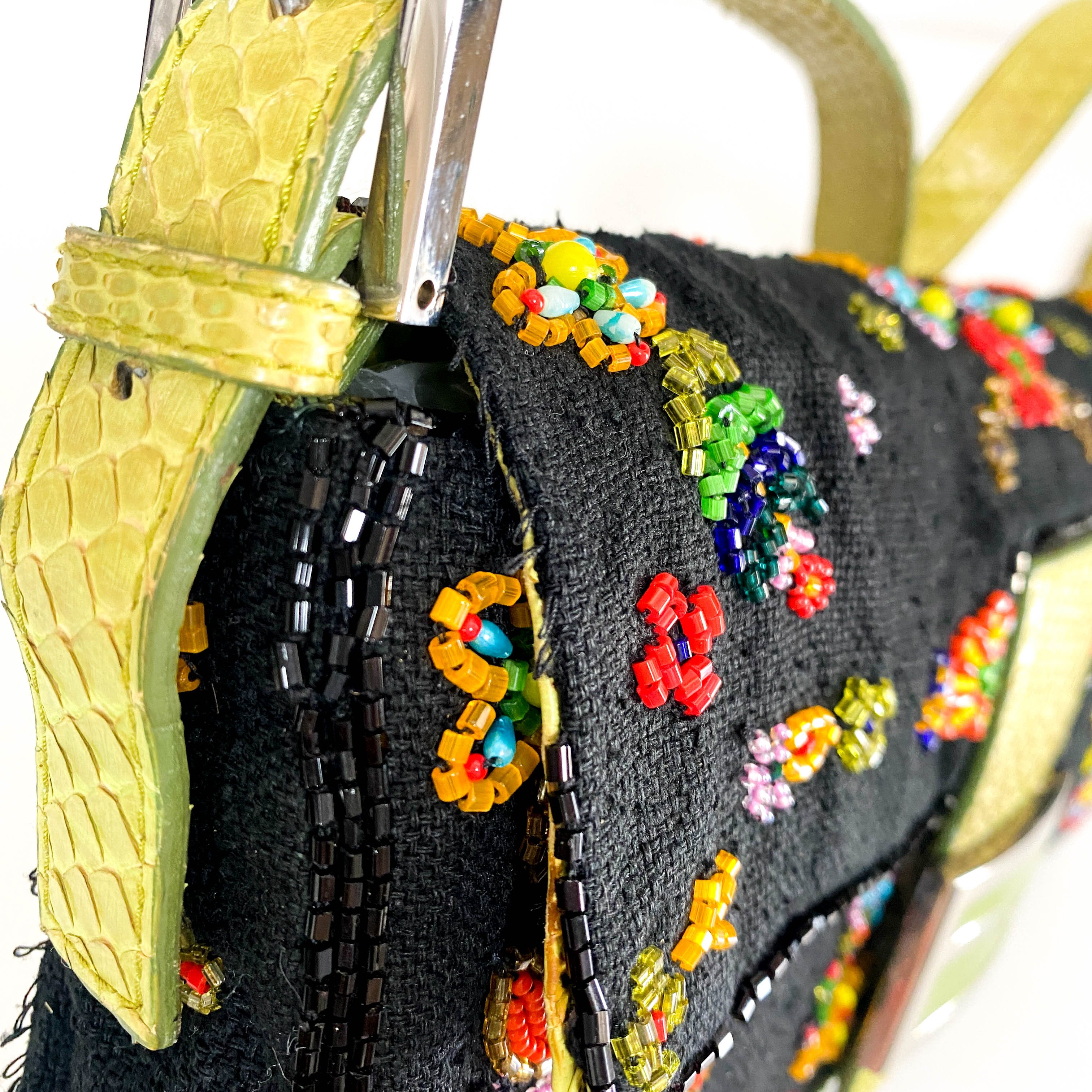 Baguette Floral Beaded Shoulder Bag