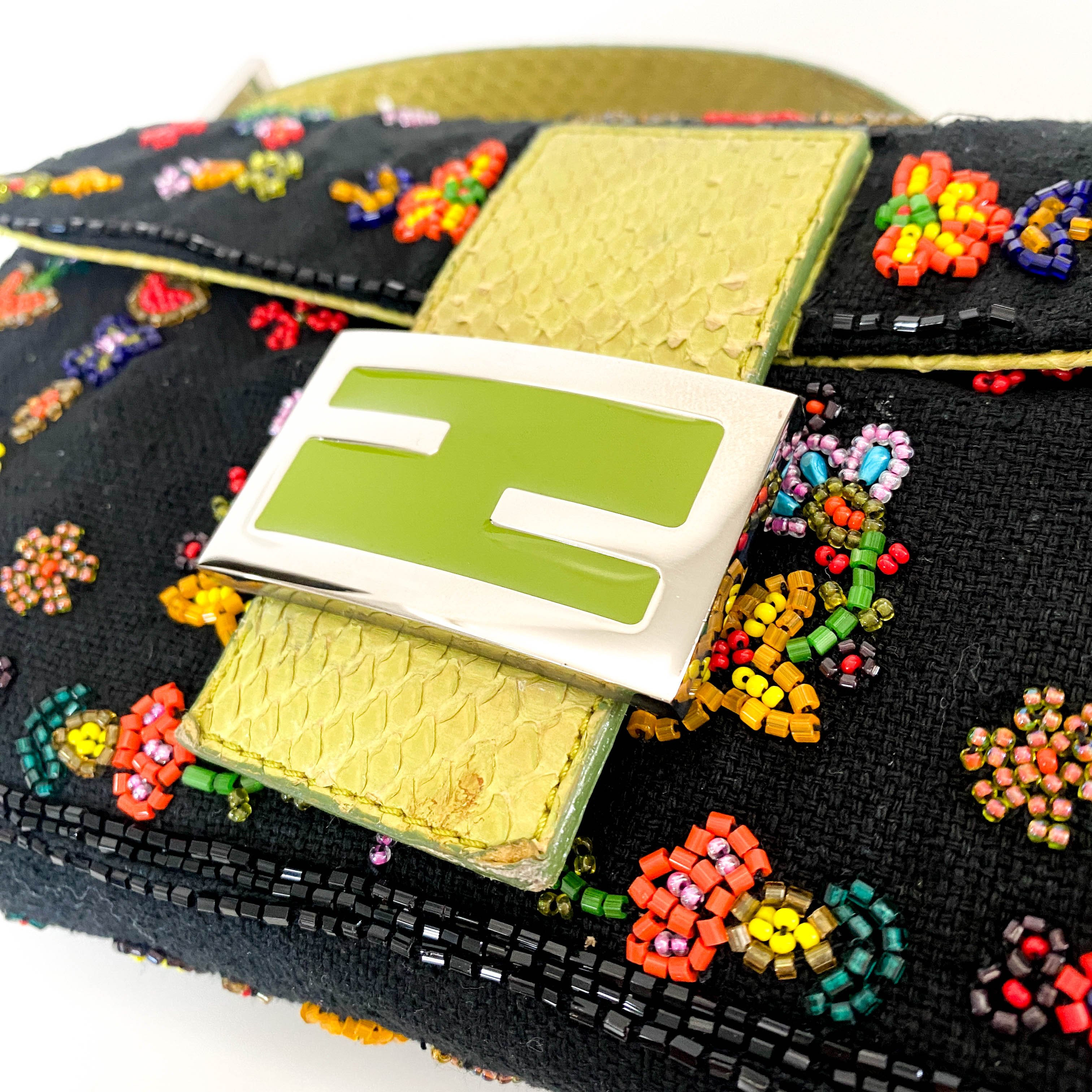 Baguette Floral Beaded Shoulder Bag