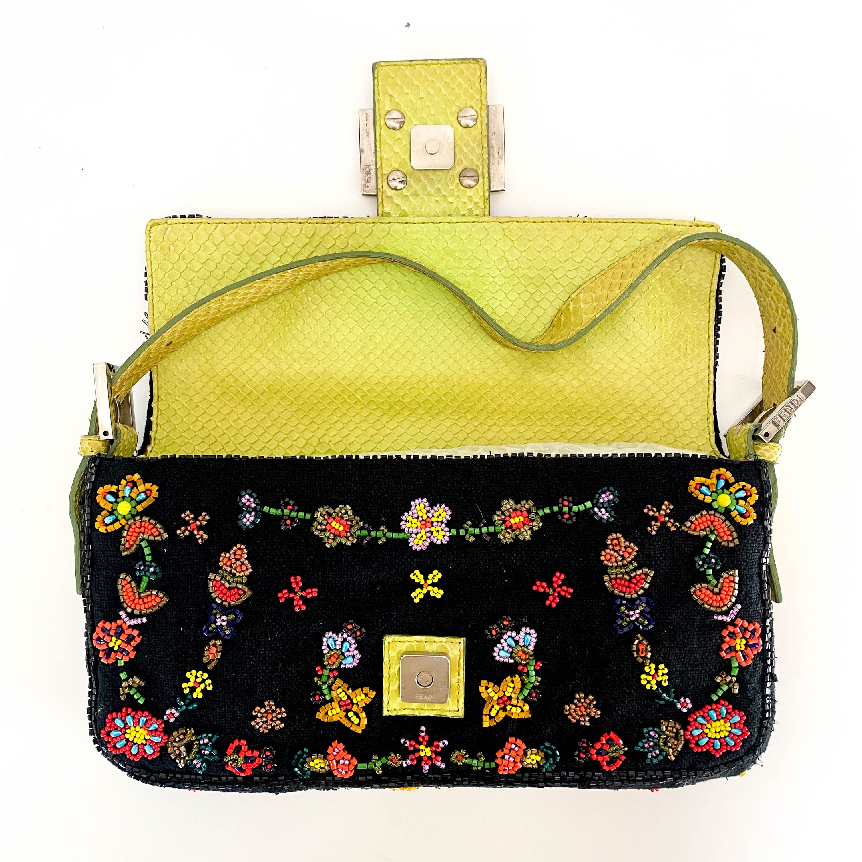 Baguette Floral Beaded Shoulder Bag