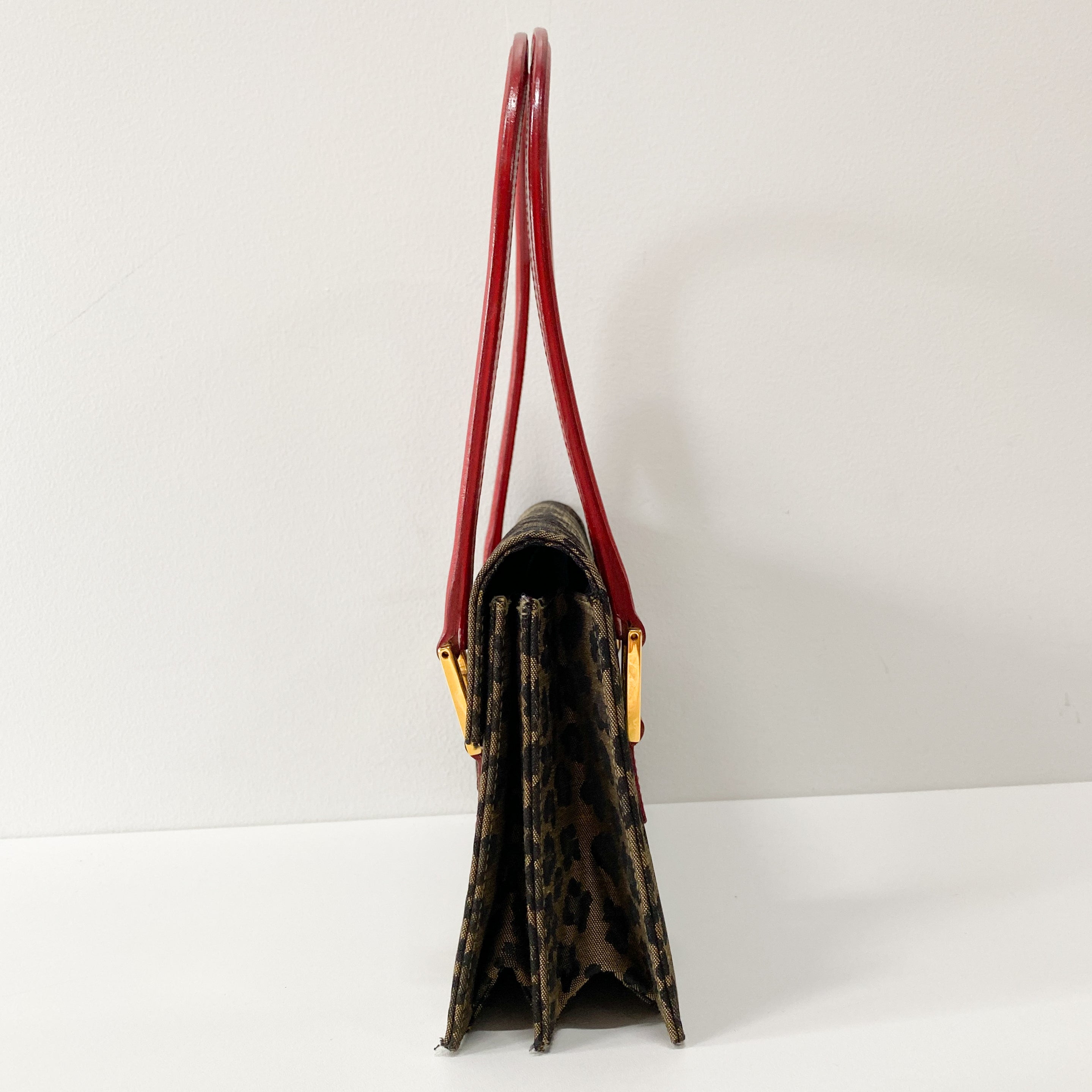 Brown Leopard Print Canvas Shoulder Bag