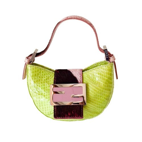 Croissant Vintage Green Leather Handbag