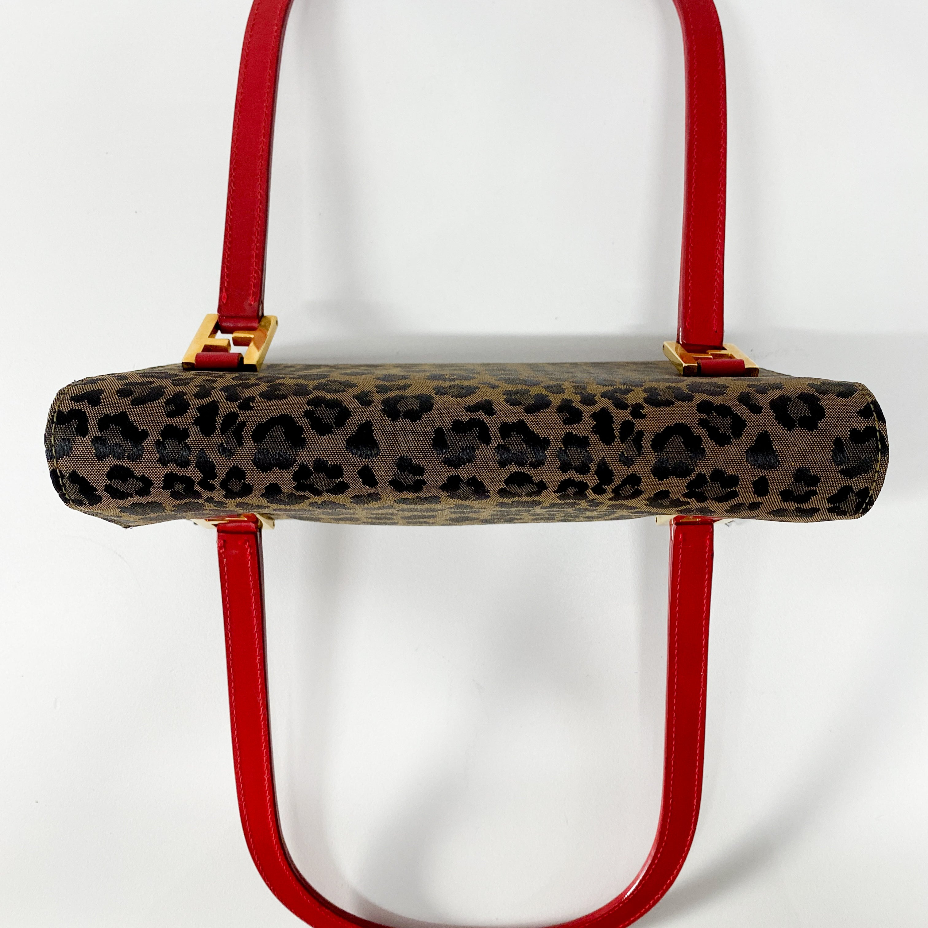 Brown Leopard Print Canvas Shoulder Bag