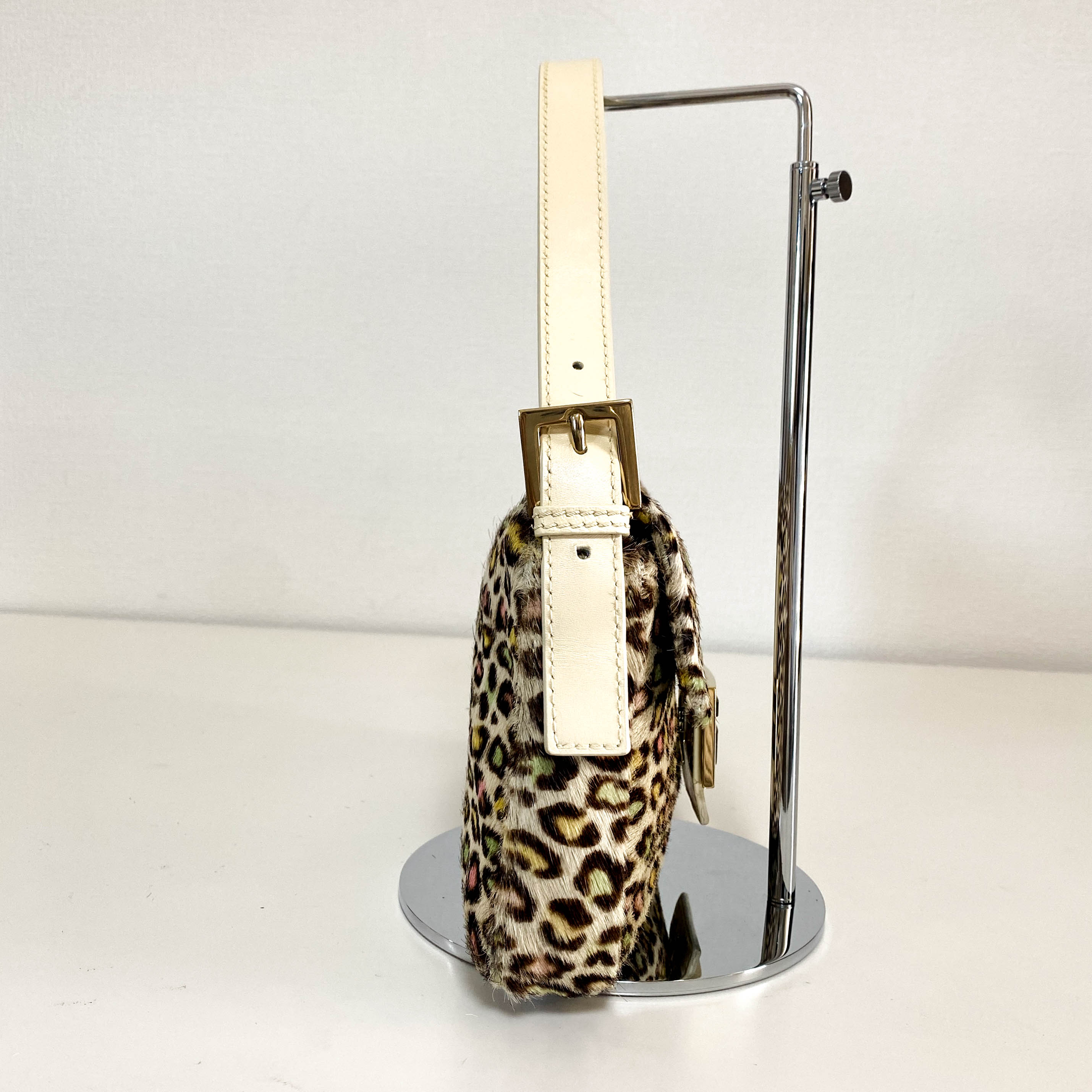 Baguette Multicolour Leopard Print Pony Hair Shoulder Bag