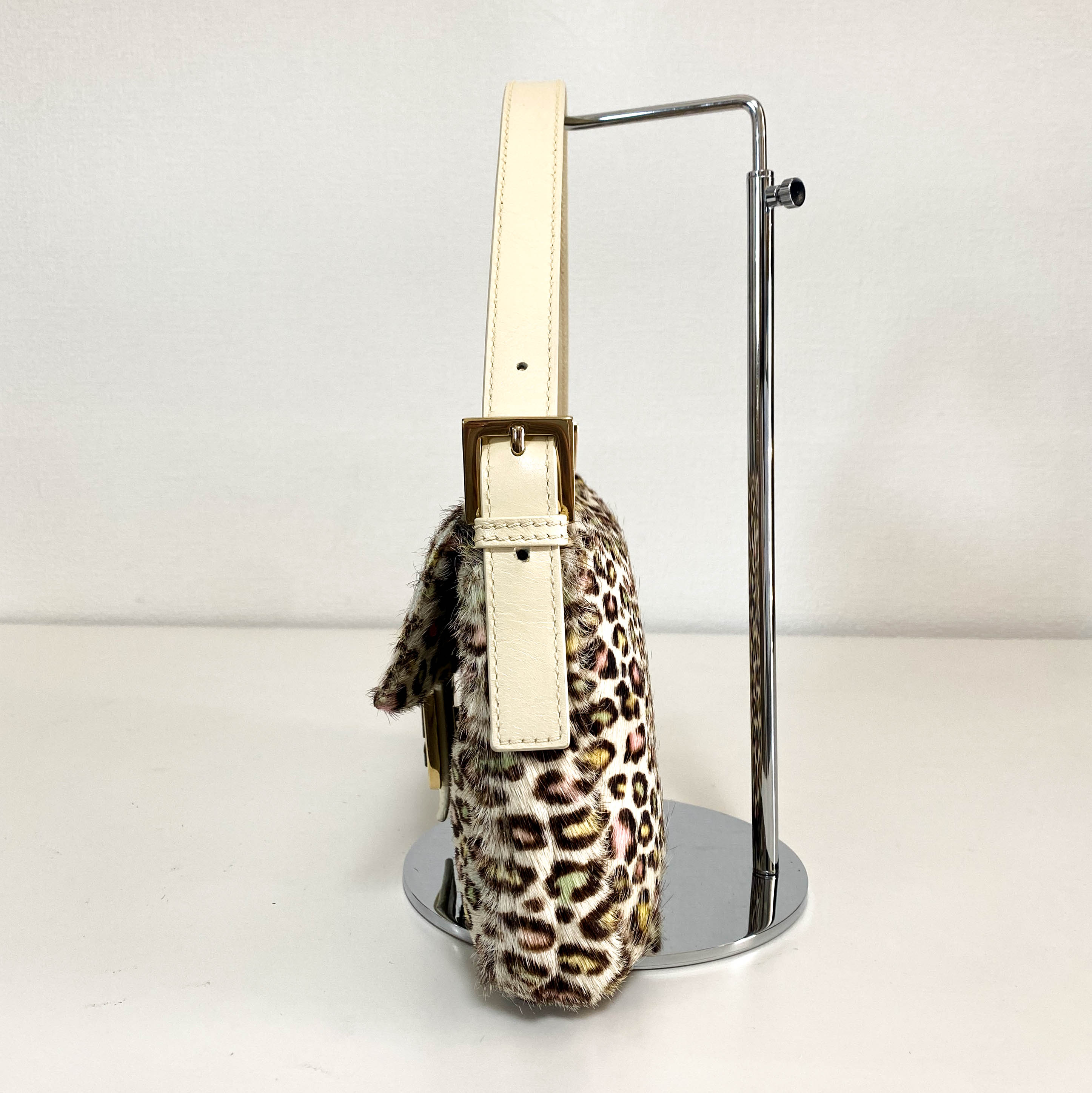 Baguette Multicolour Leopard Print Pony Hair Shoulder Bag