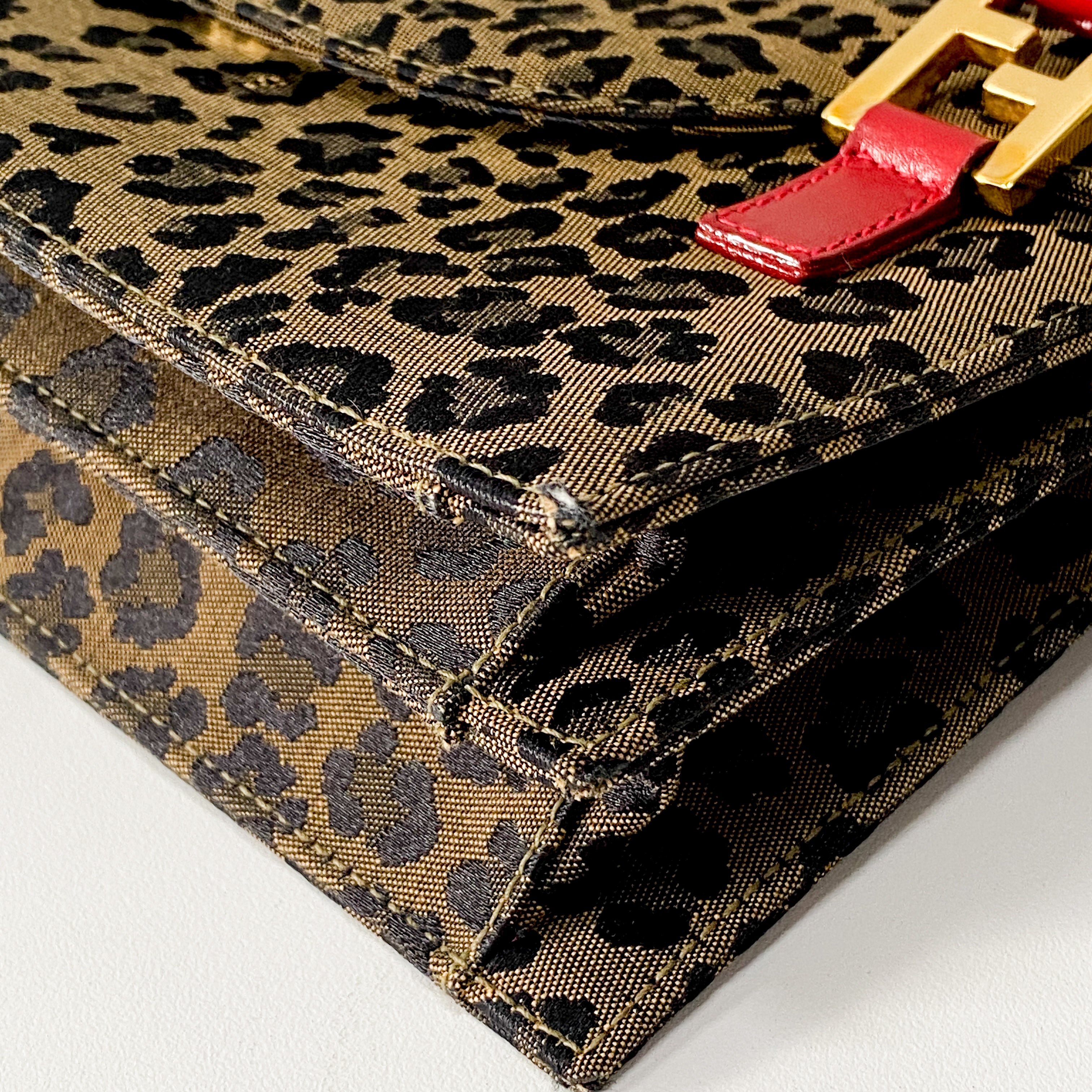 Brown Leopard Print Canvas Shoulder Bag
