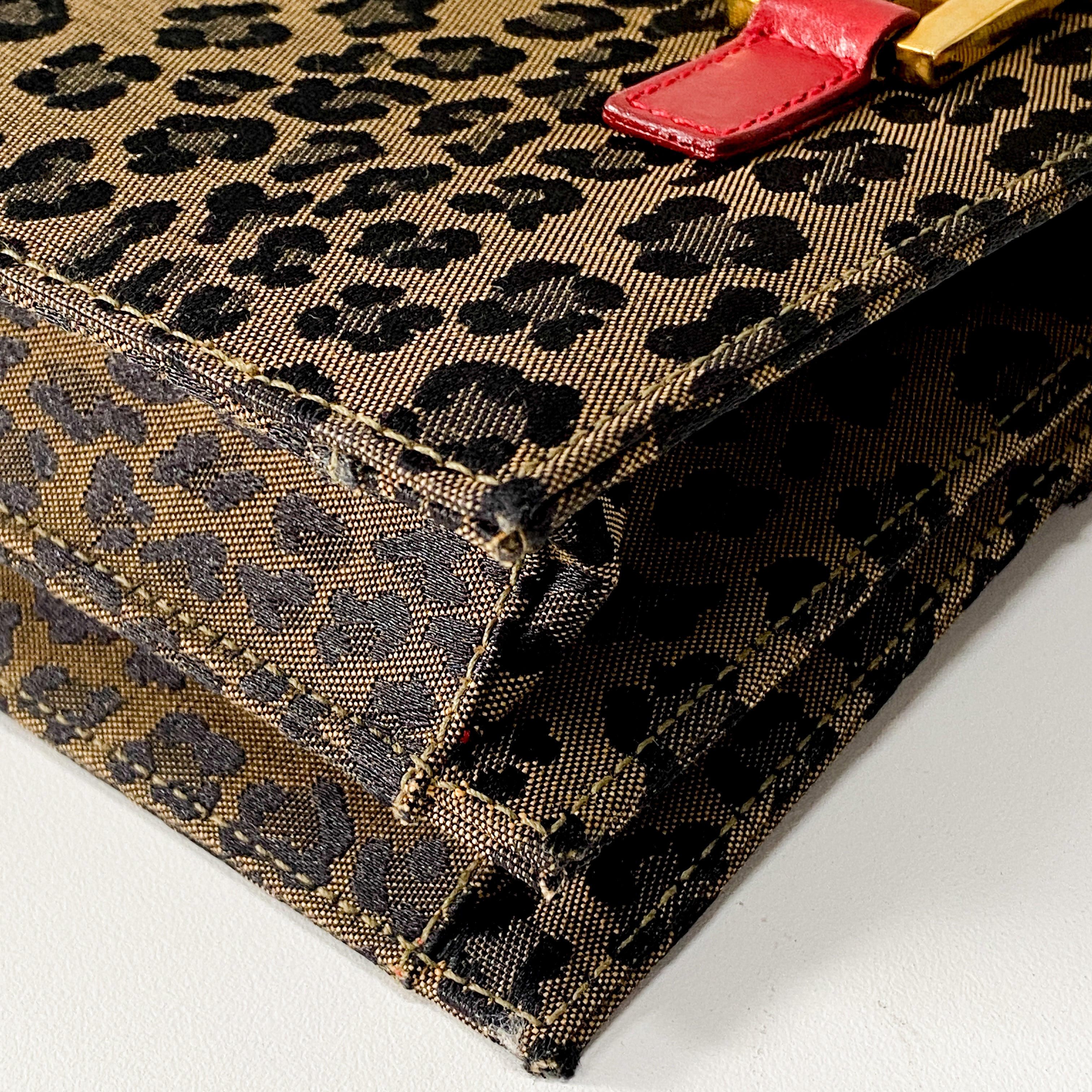 Brown Leopard Print Canvas Shoulder Bag