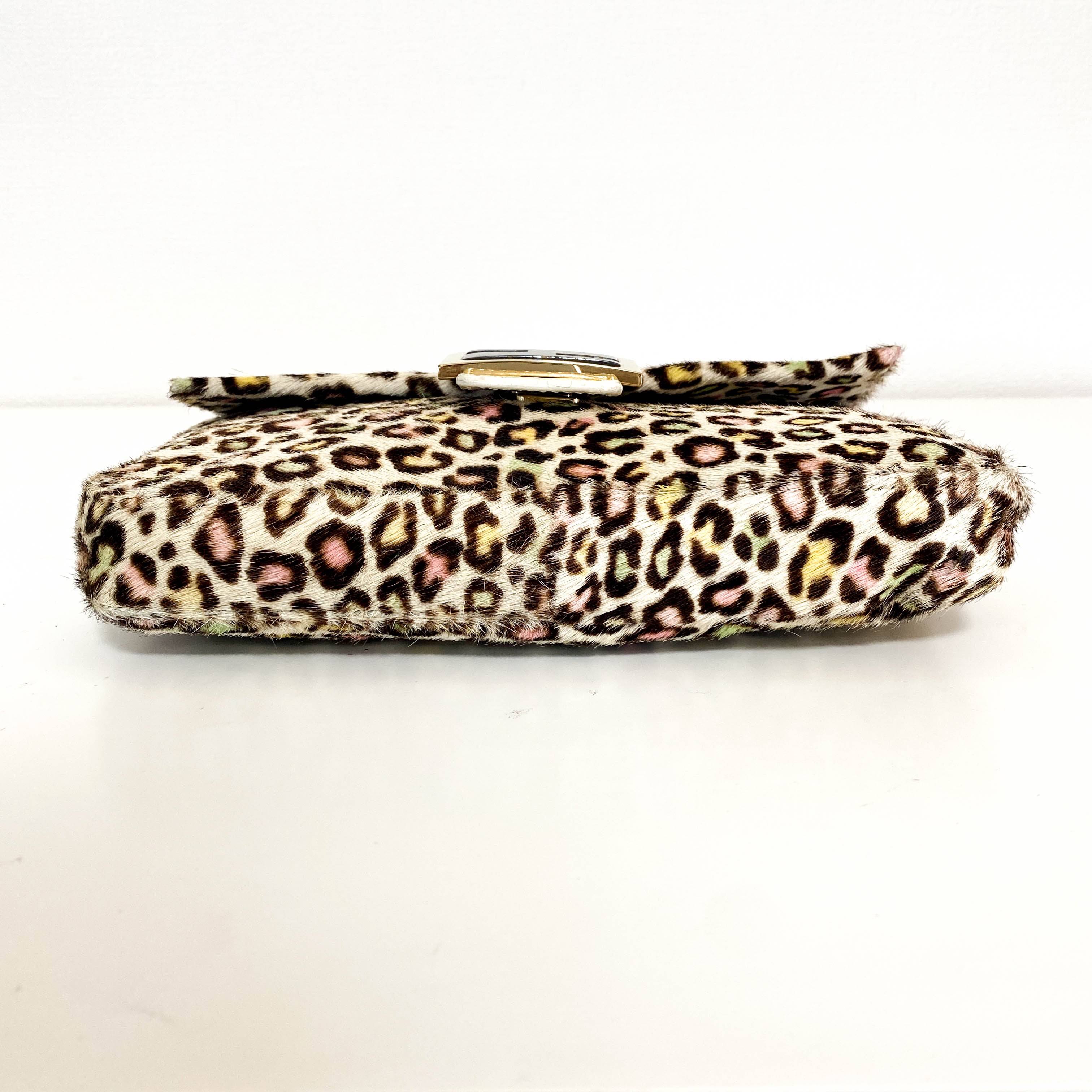 Baguette Multicolour Leopard Print Pony Hair Shoulder Bag