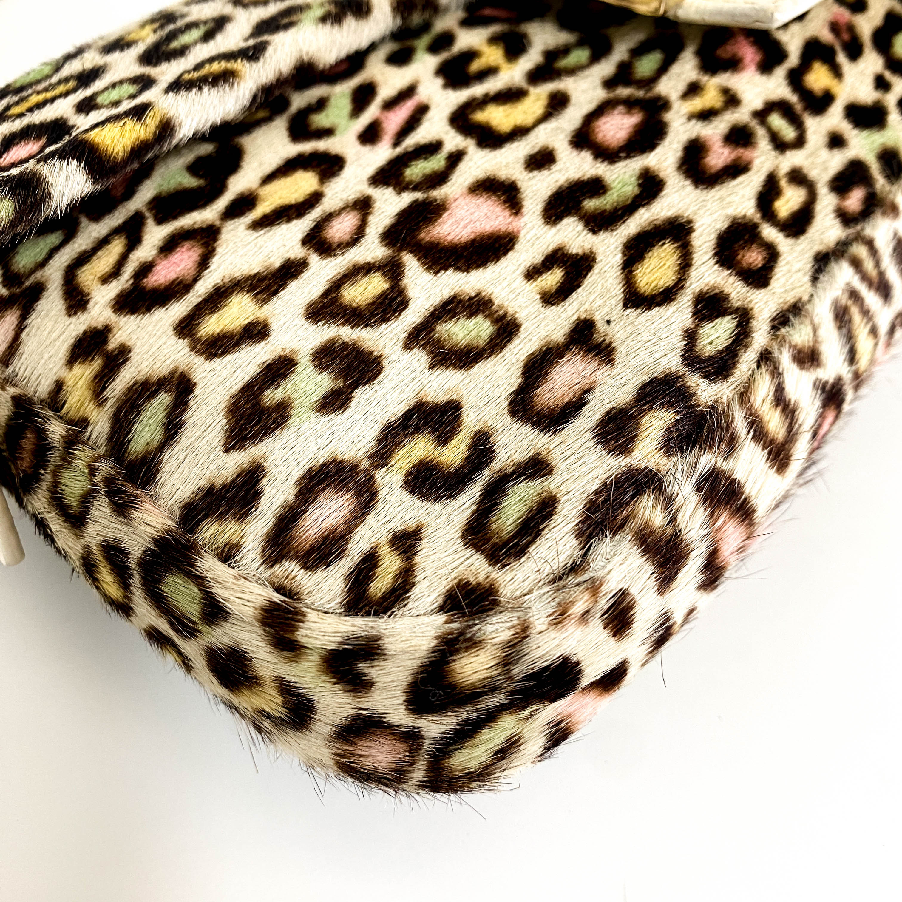Baguette Multicolour Leopard Print Pony Hair Shoulder Bag
