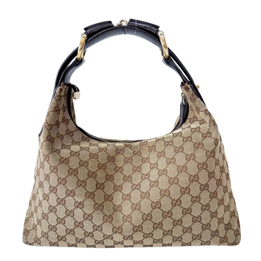 Horsebit Shoulder GG Canvas Hobo Bag