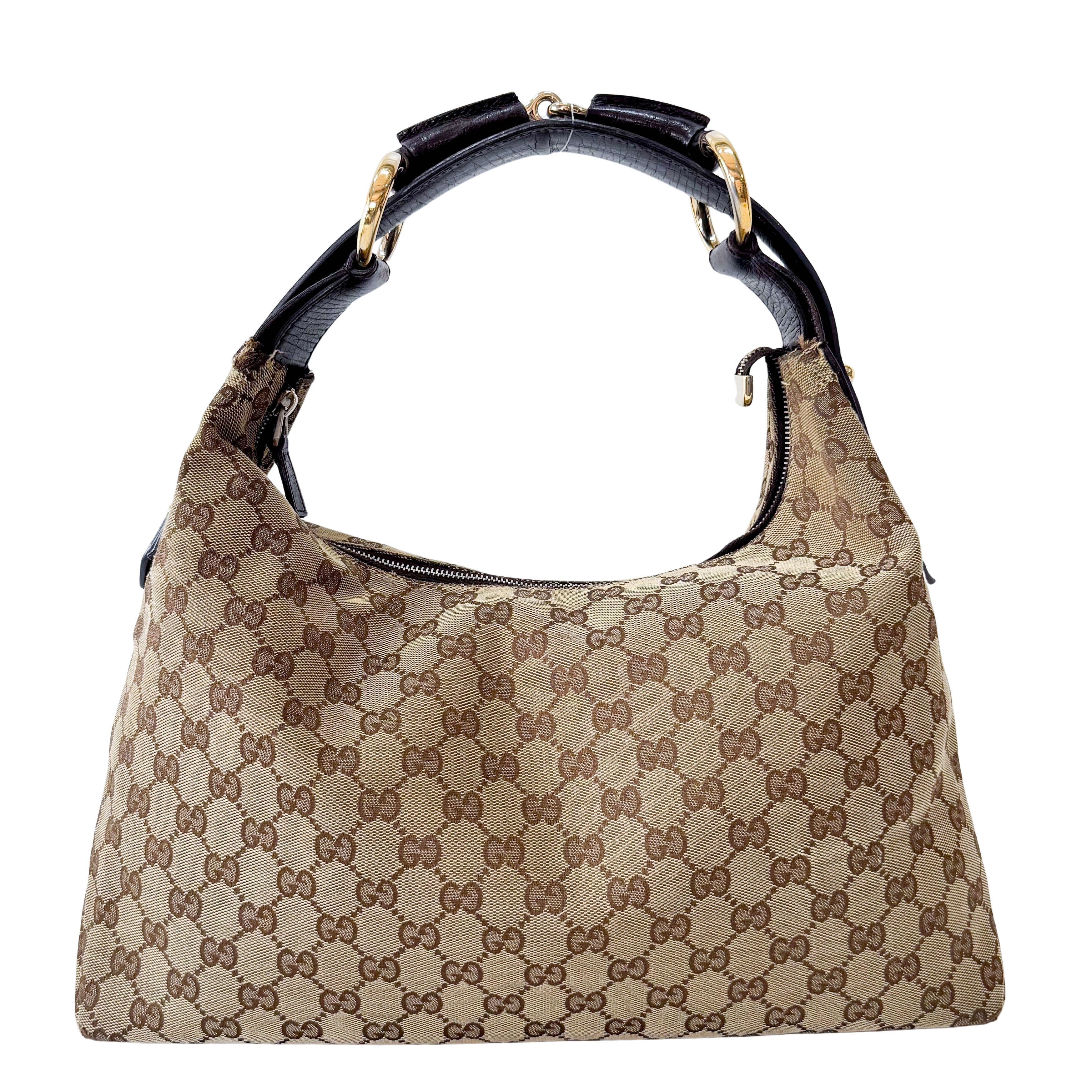 Horsebit Shoulder GG Canvas Hobo Bag