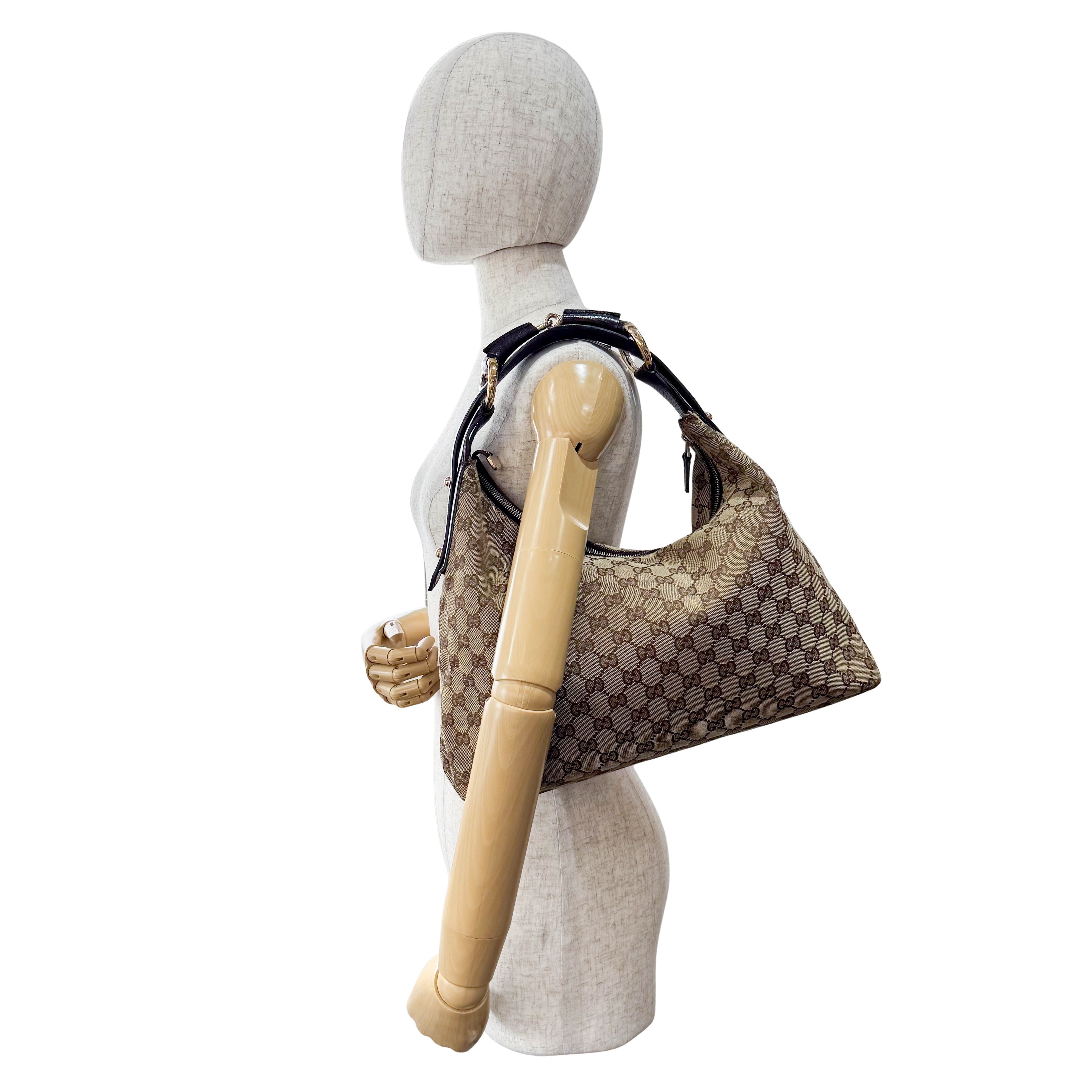 Horsebit Shoulder GG Canvas Hobo Bag