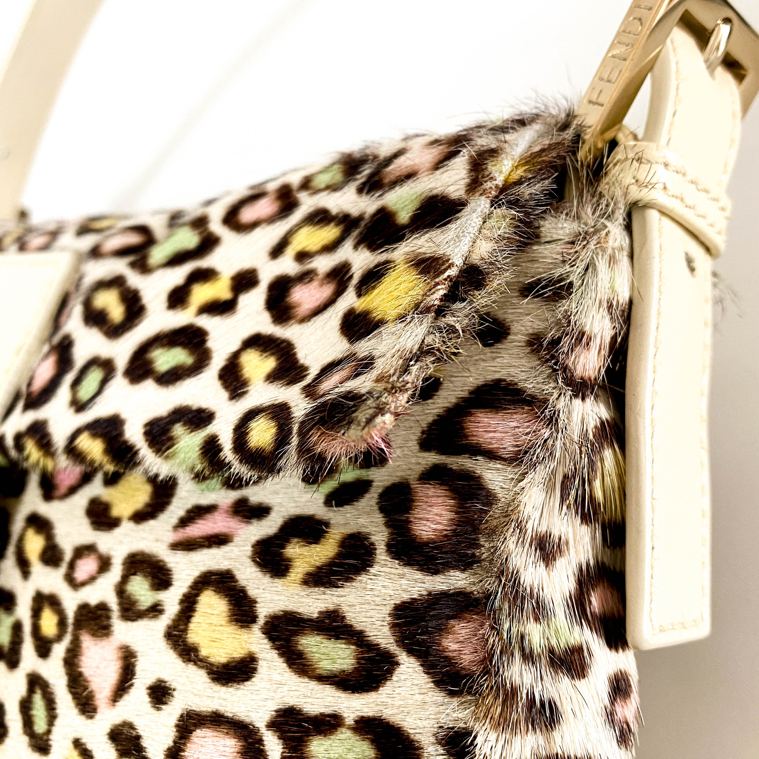 Baguette Multicolour Leopard Print Pony Hair Shoulder Bag