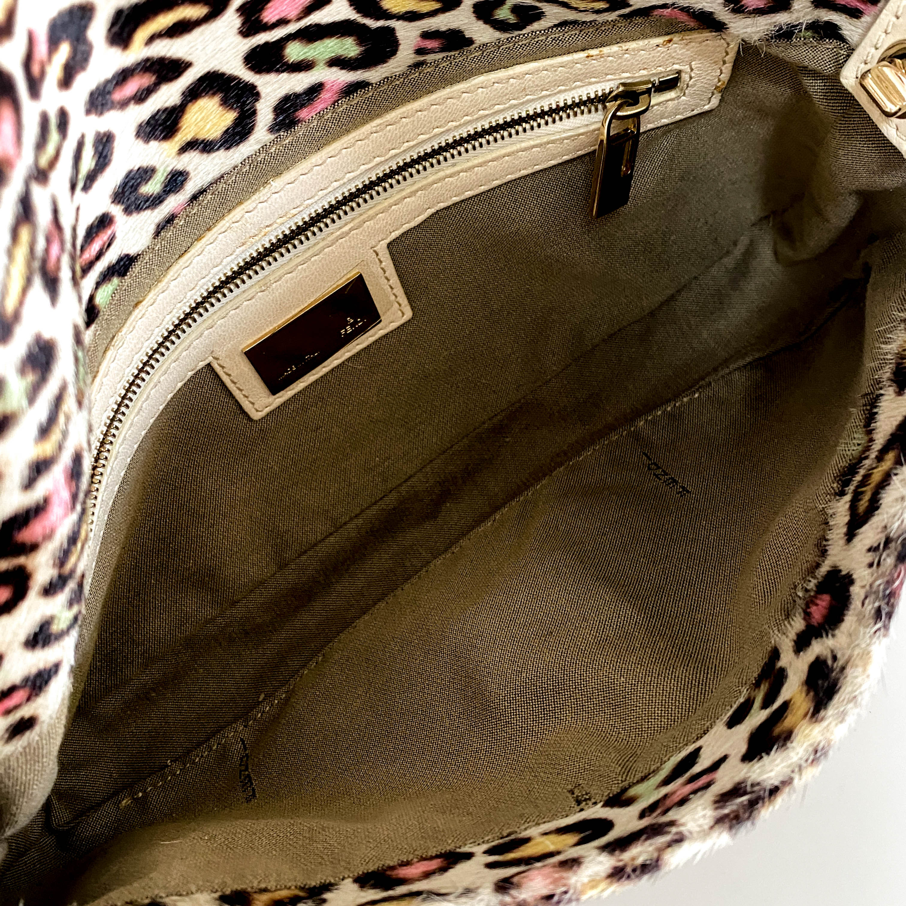 Baguette Multicolour Leopard Print Pony Hair Shoulder Bag
