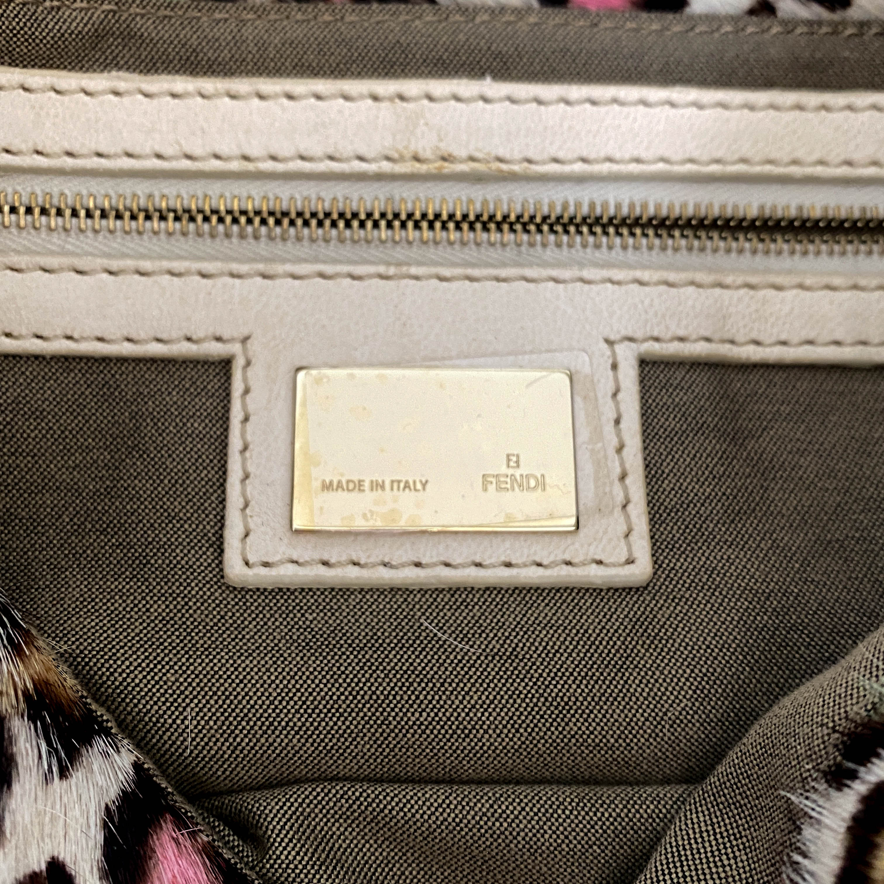 Baguette Multicolour Leopard Print Pony Hair Shoulder Bag