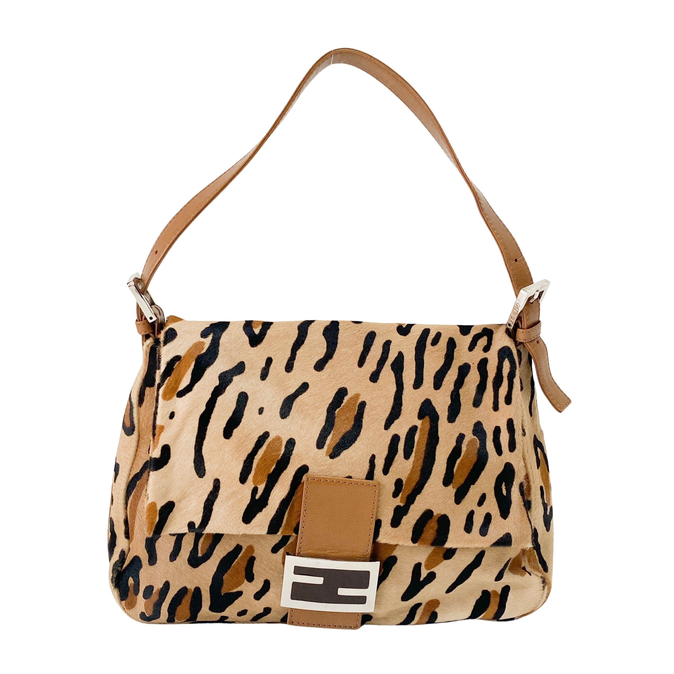 Mamma Baguette Yellow Leopard Print Pony Hair Shoulder Bag