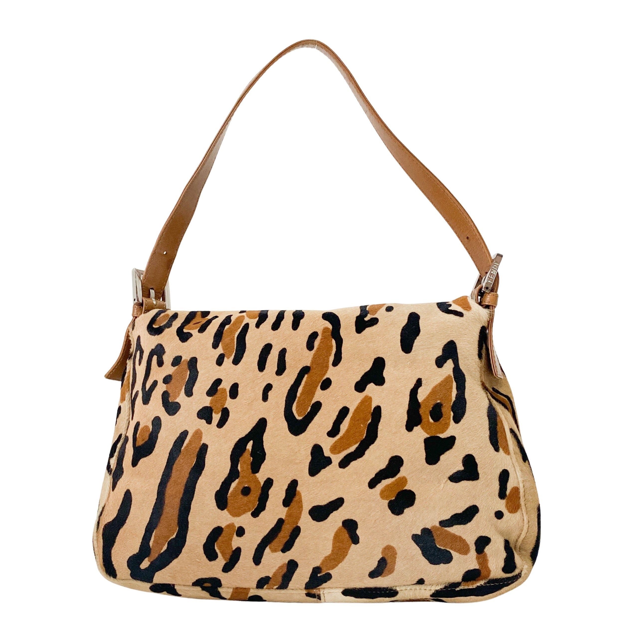 Mamma Baguette Yellow Leopard Print Pony Hair Shoulder Bag